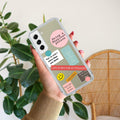 Stickers Happiest Person Anti Yellow Case Peach For Samsung Galaxy S22 5G