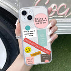 Stickers Happiest Person Transparent Silicon Case Peach For iPhone 13