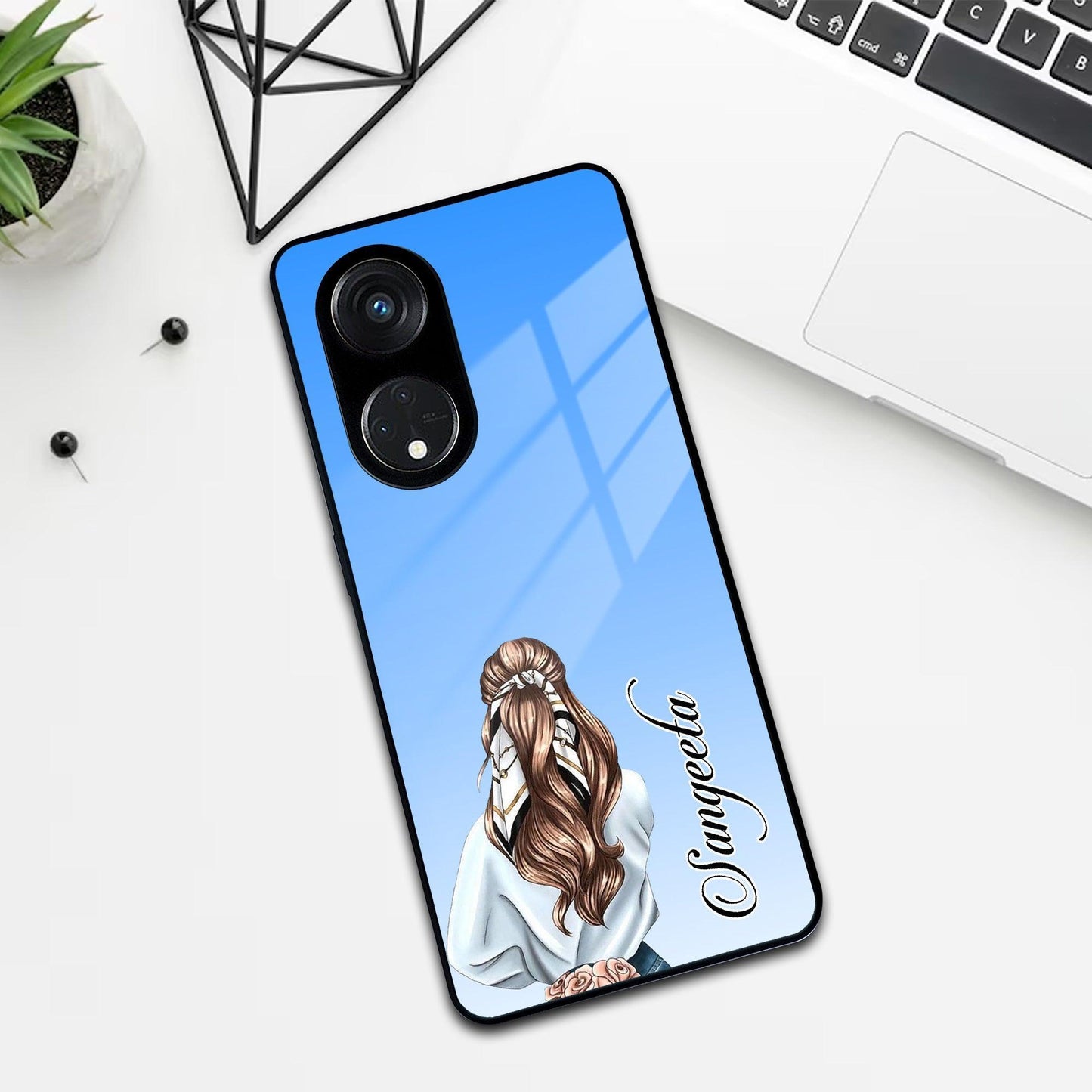 Styles Girl Customize Name Glass Case For Oppo