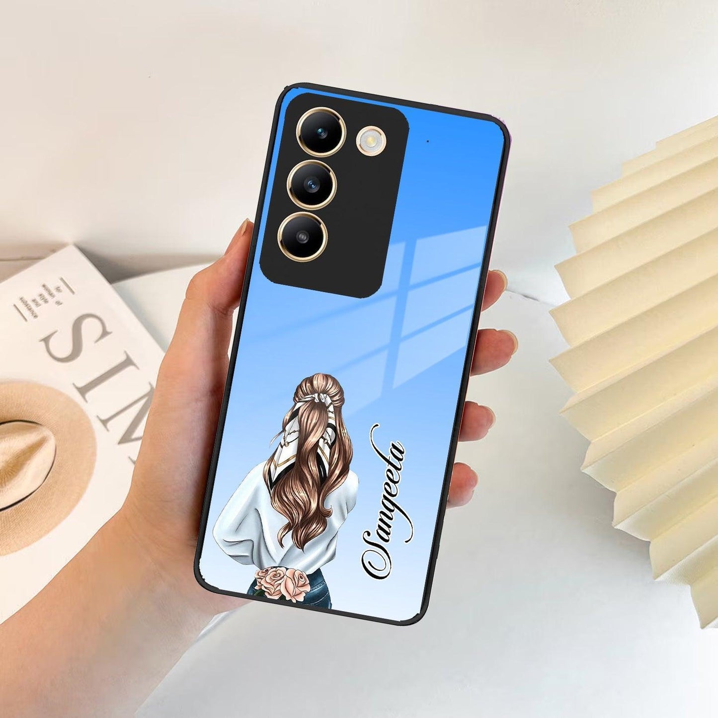 Styles Girl Customize Name Glass Case For Vivo