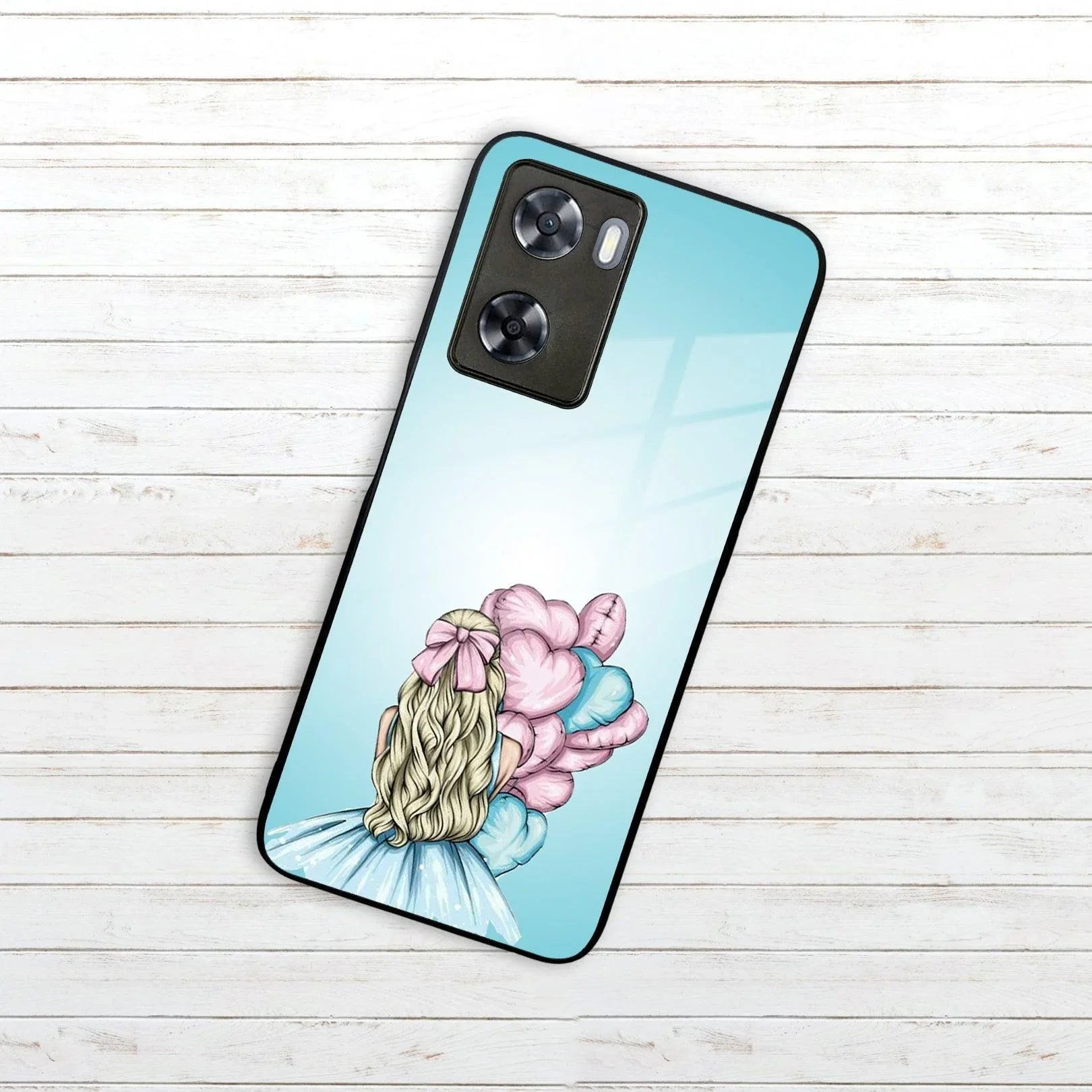 Styles Girl With Balloon Glass Case For Oppo - ShopOnCliQ