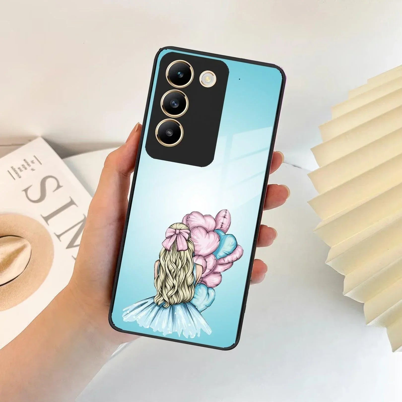 Styles Girl With Balloon Glass Case For Vivo - ShopOnCliQ