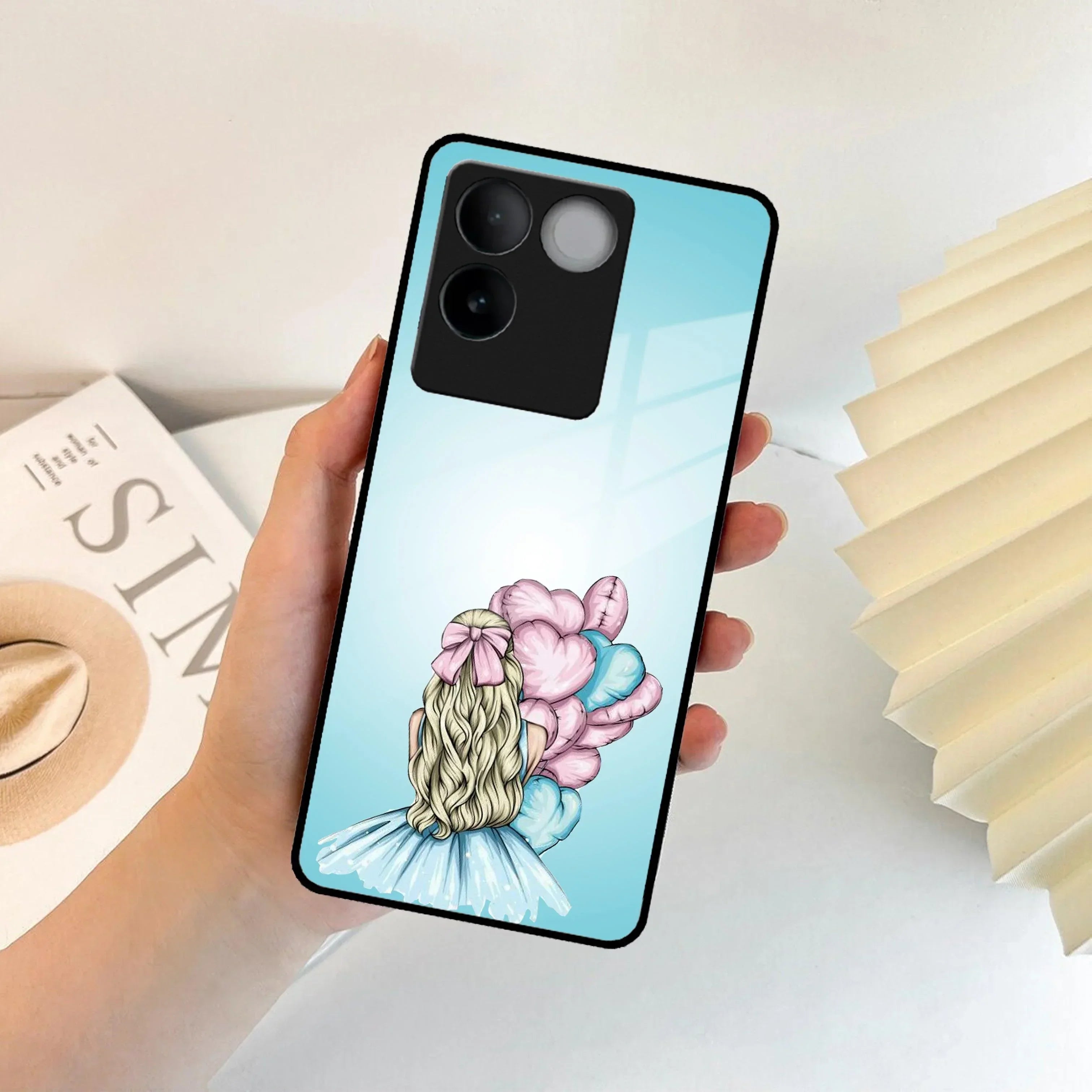 Styles Girl With Balloon Glass Case For iQOO - ShopOnCliQ