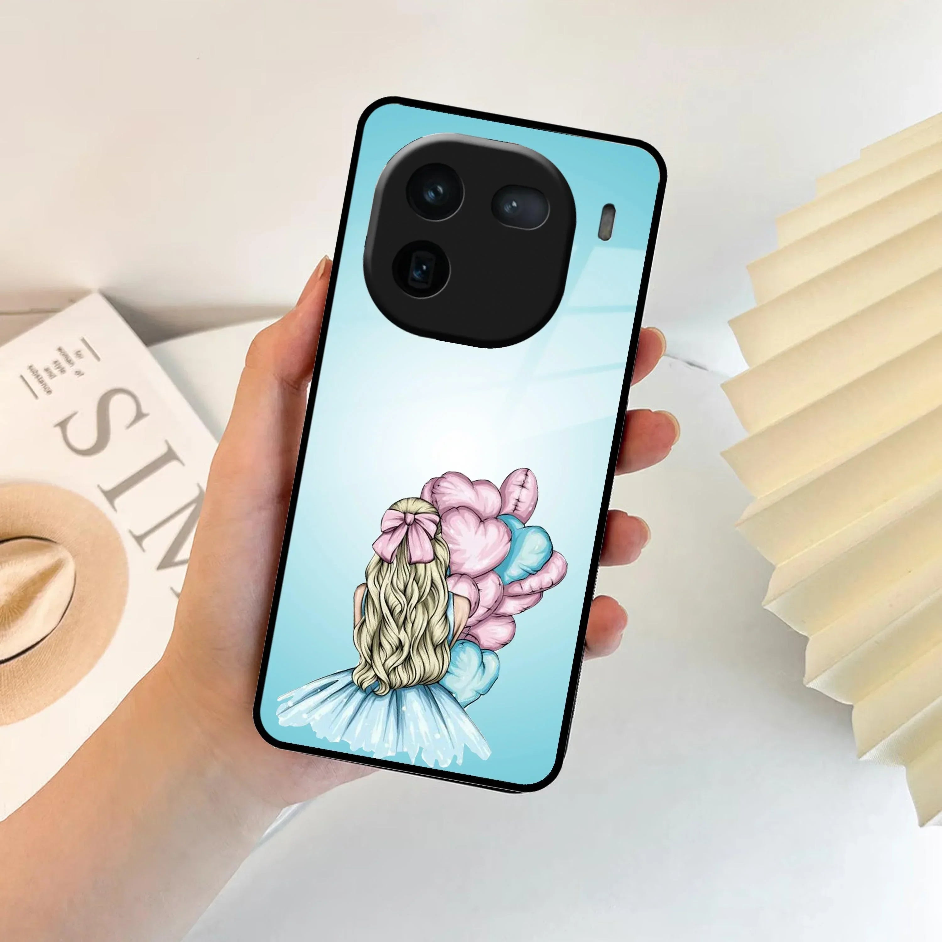 Styles Girl With Balloon Glass Case For Vivo - ShopOnCliQ