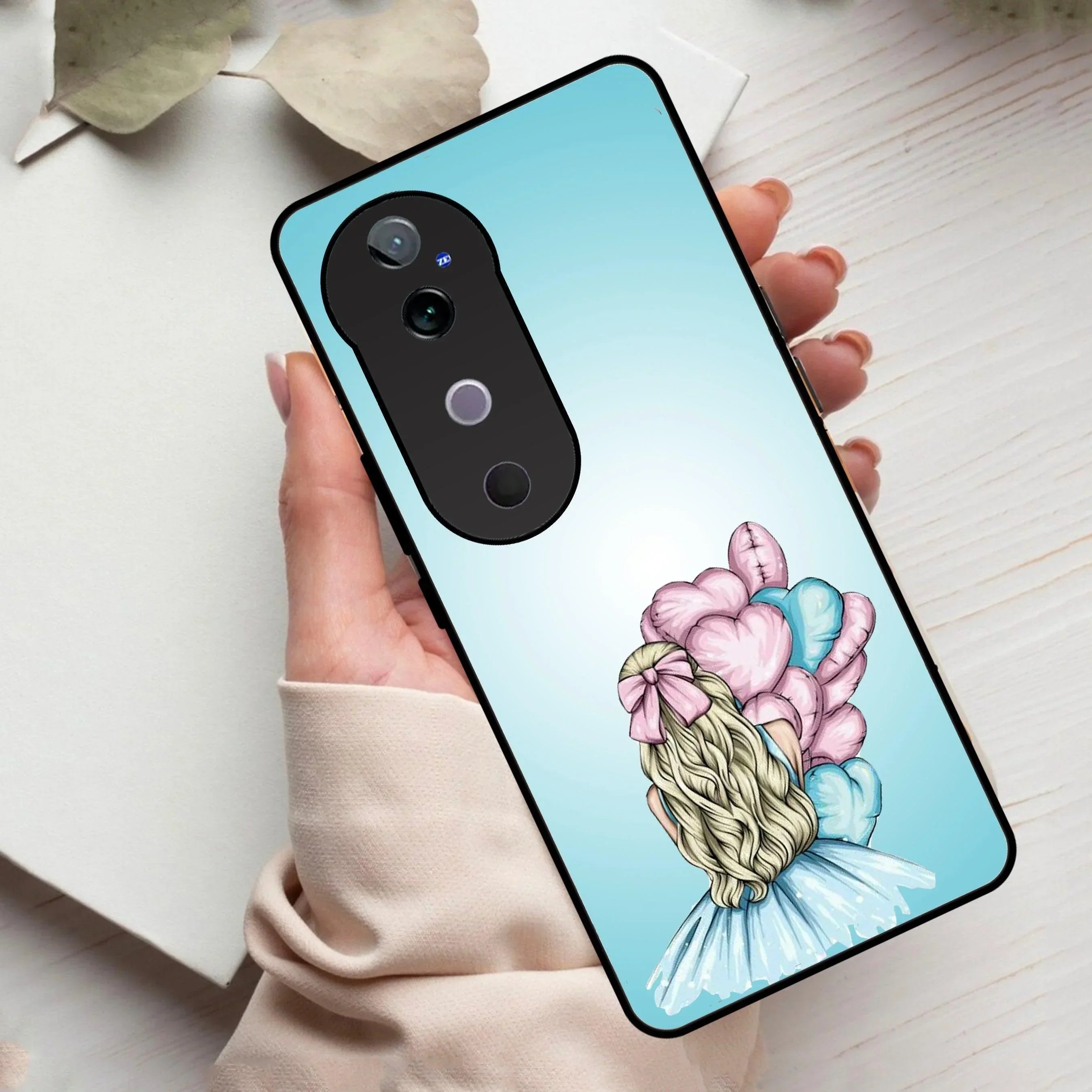 Styles Girl With Balloon Glass Case For Vivo - ShopOnCliQ
