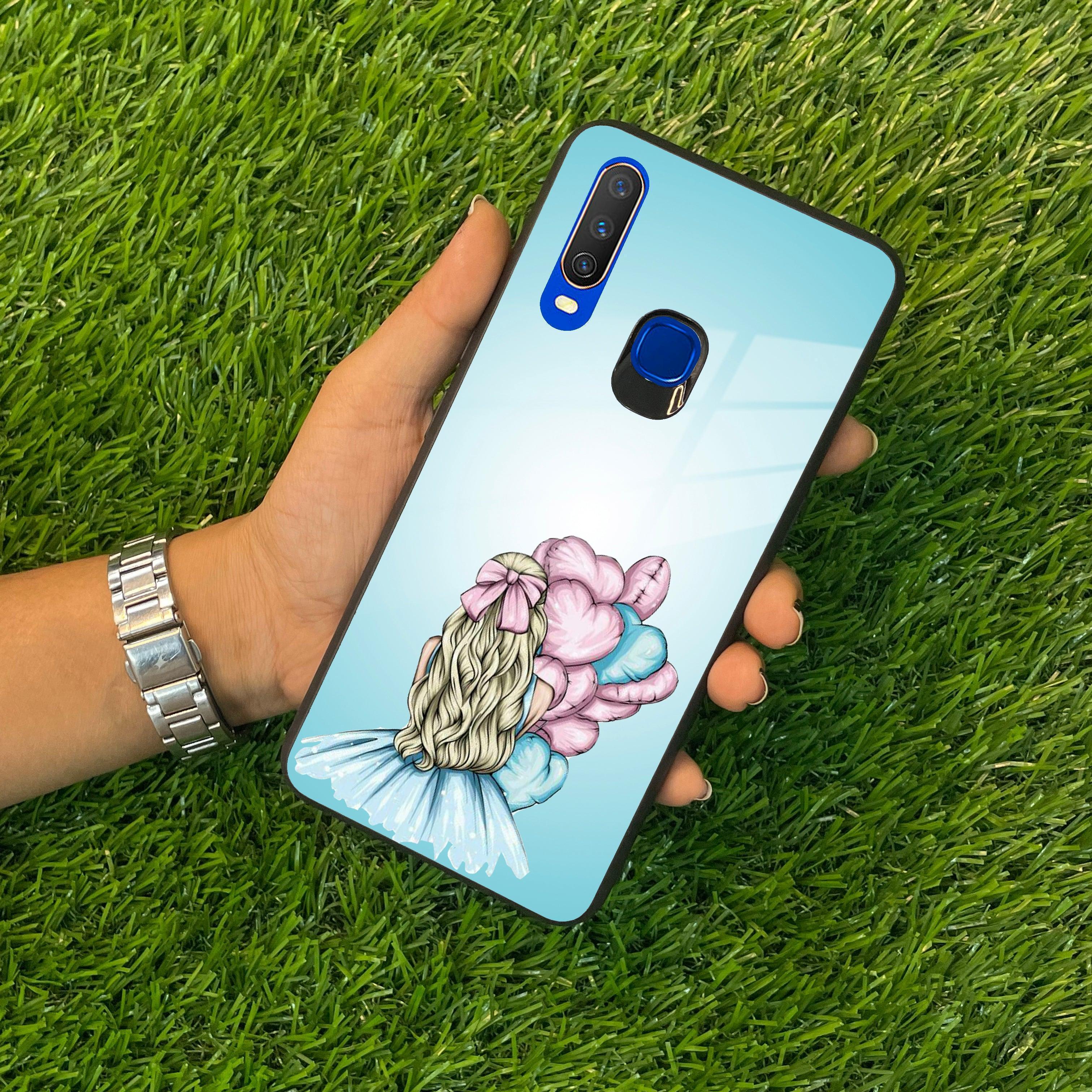 Styles Girl With Balloon Glass Case For Vivo - ShopOnCliQ