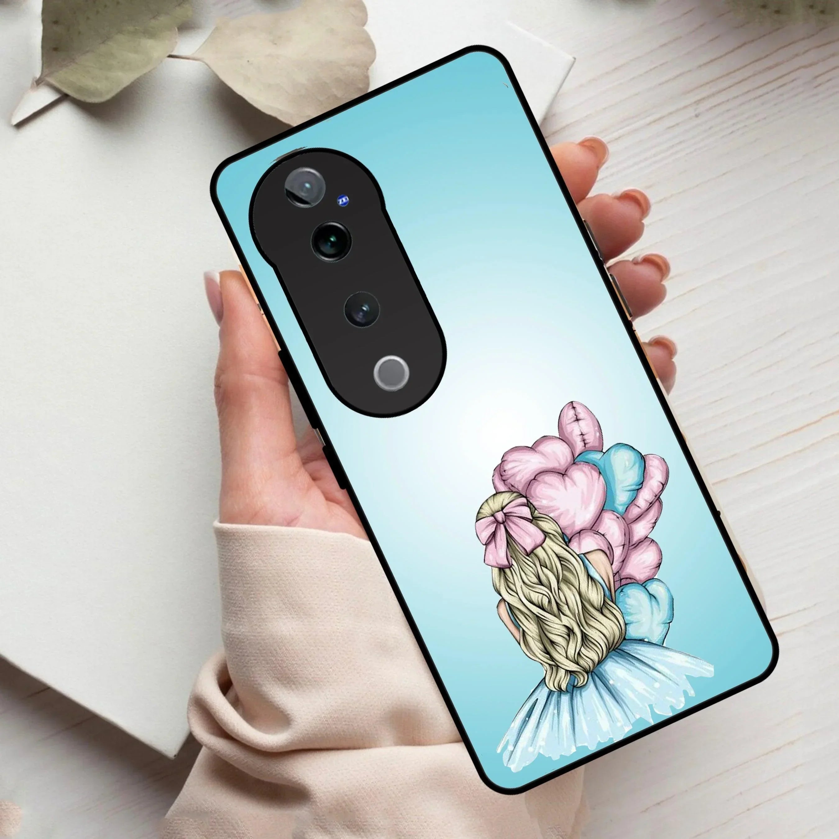 Styles Girl With Balloon Glass Case For Vivo - ShopOnCliQ