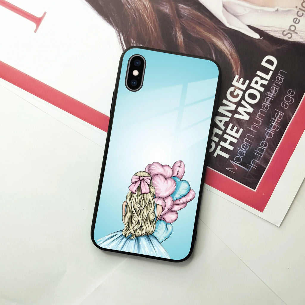 Styles Girl With Balloon Glass Case For iPhone - ShopOnCliQ