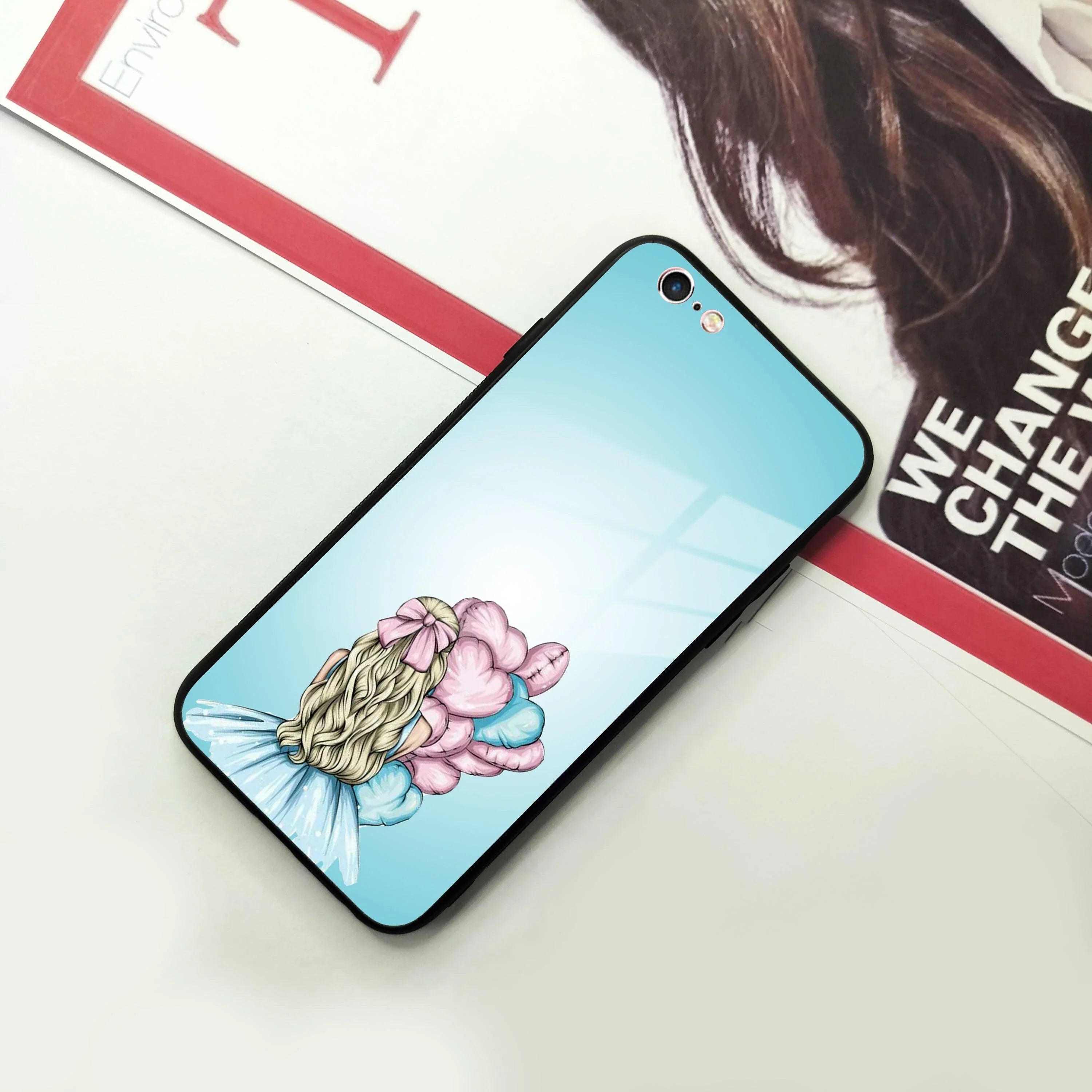 Styles Girl With Balloon Glass Case For iPhone - ShopOnCliQ