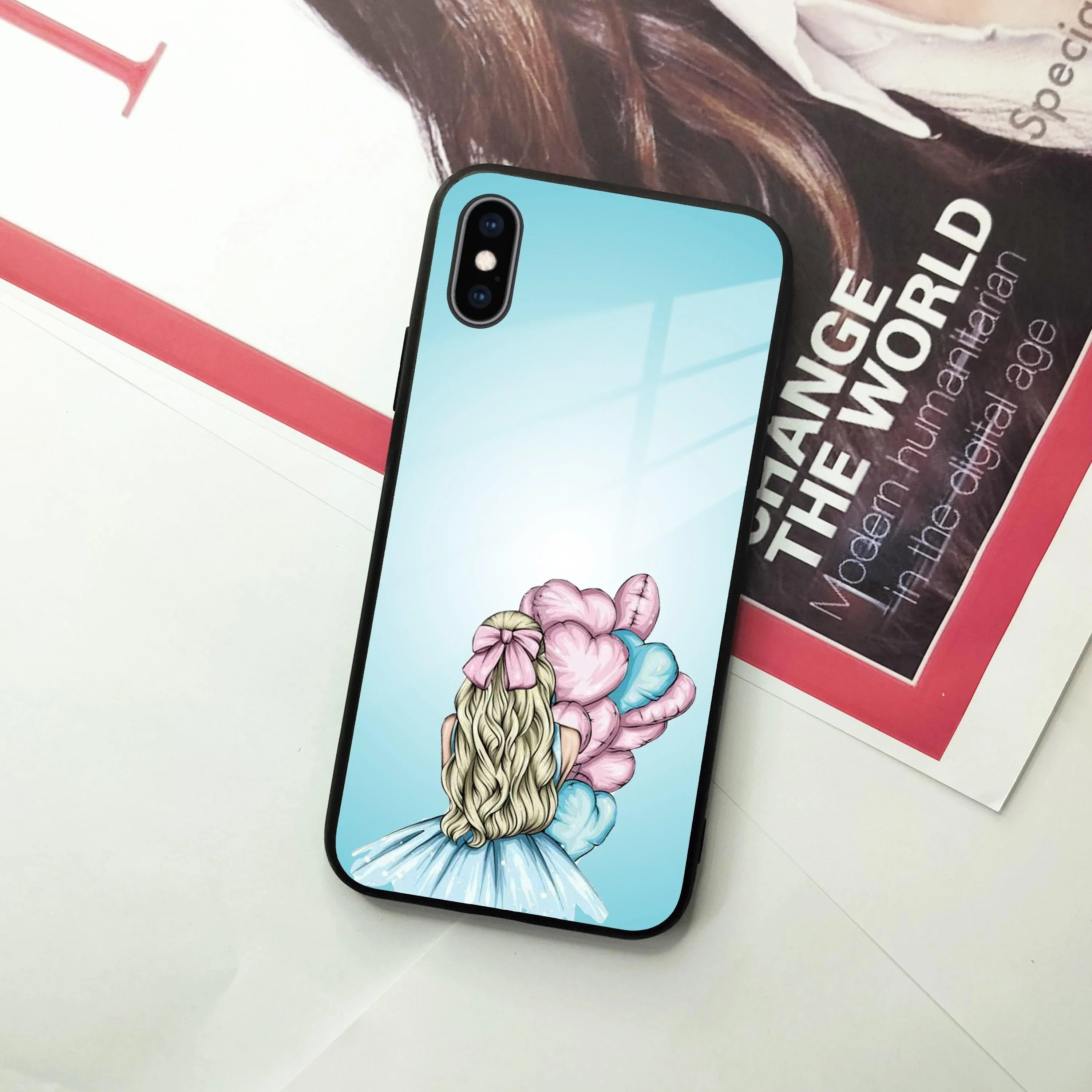 Styles Girl With Balloon Glass Case For iPhone - ShopOnCliQ
