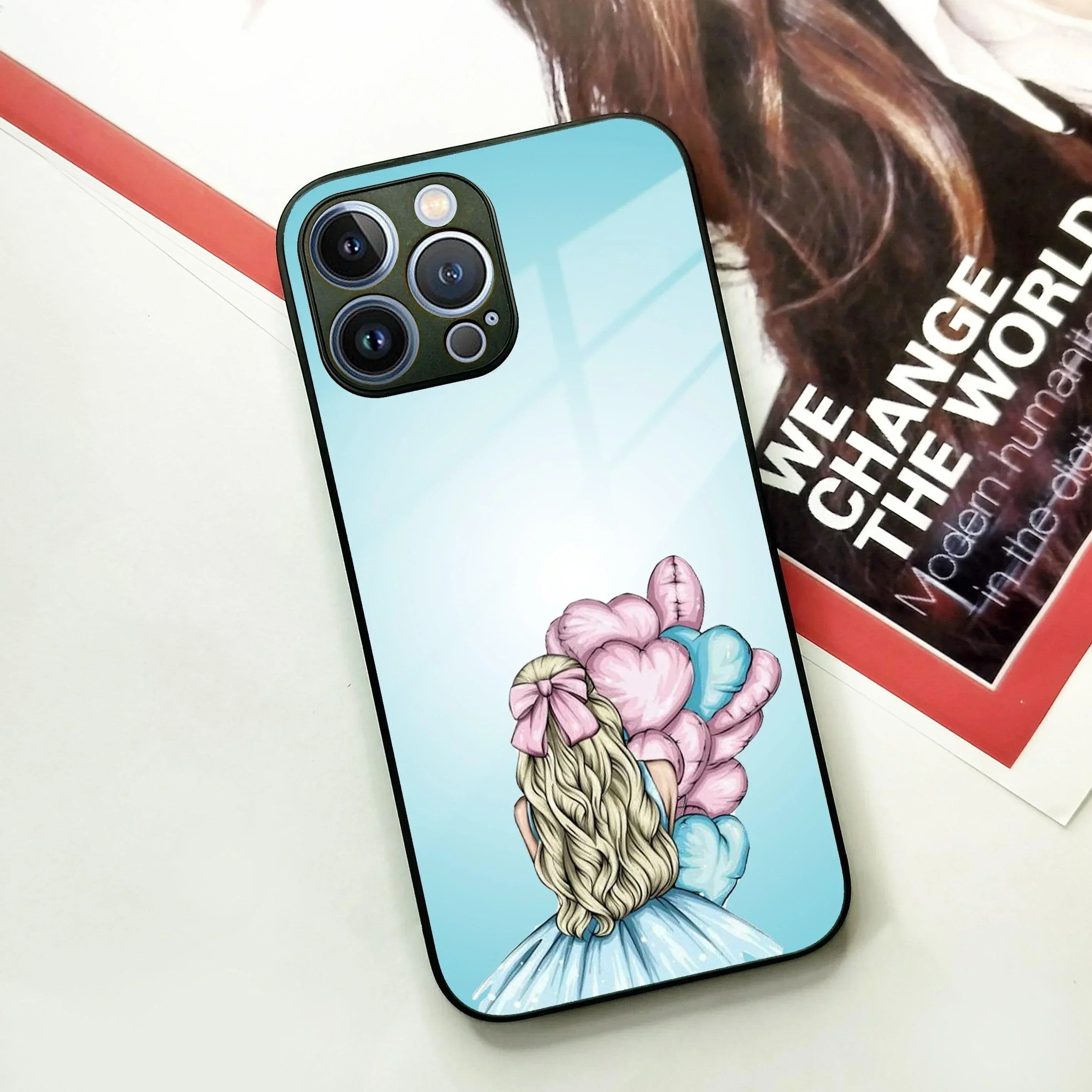 Styles Girl With Balloon Glass Case For iPhone - ShopOnCliQ