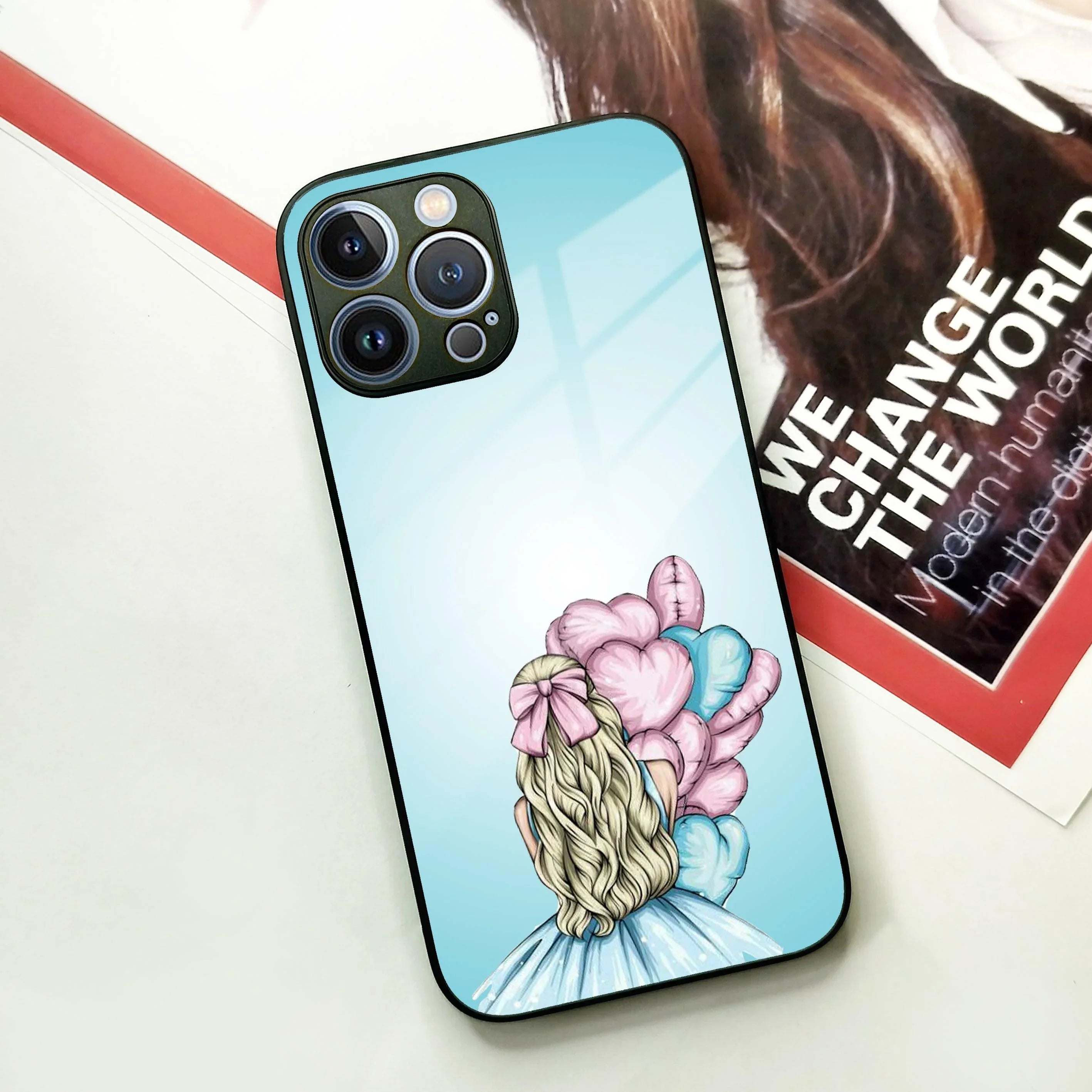 Styles Girl With Balloon Glass Case For iPhone - ShopOnCliQ