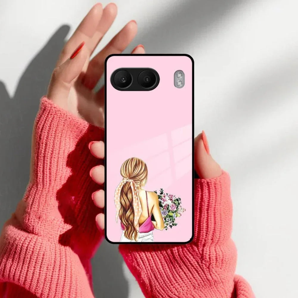Styles Girl With Flower Glass Case For OnePlus - ShopOnCliQ