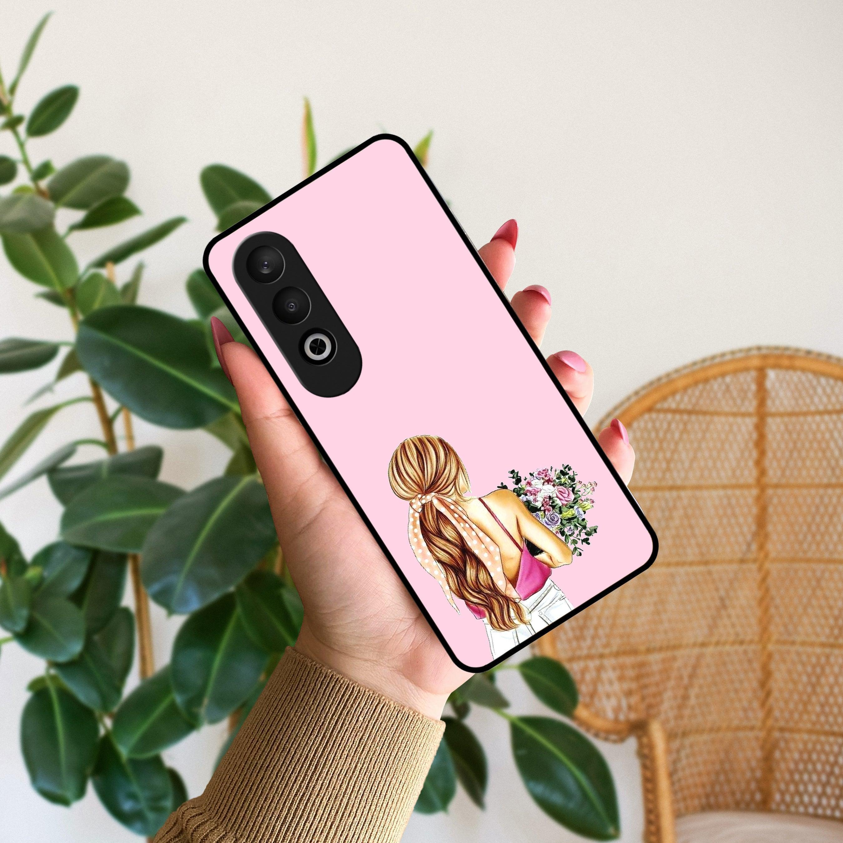 Styles Girl With Flower Glass Case For OnePlus - ShopOnCliQ