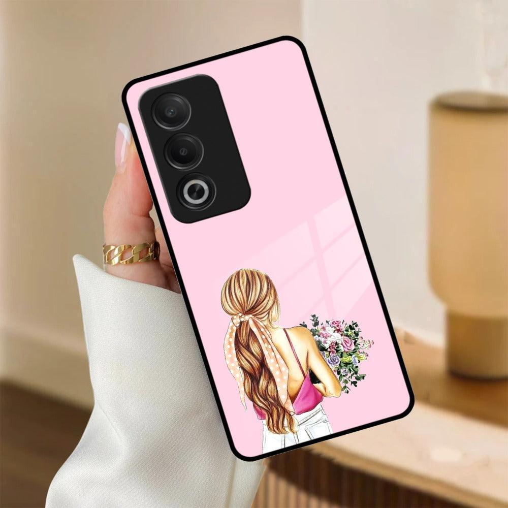 Styles Girl With Flower Glass Case For Oppo - ShopOnCliQ