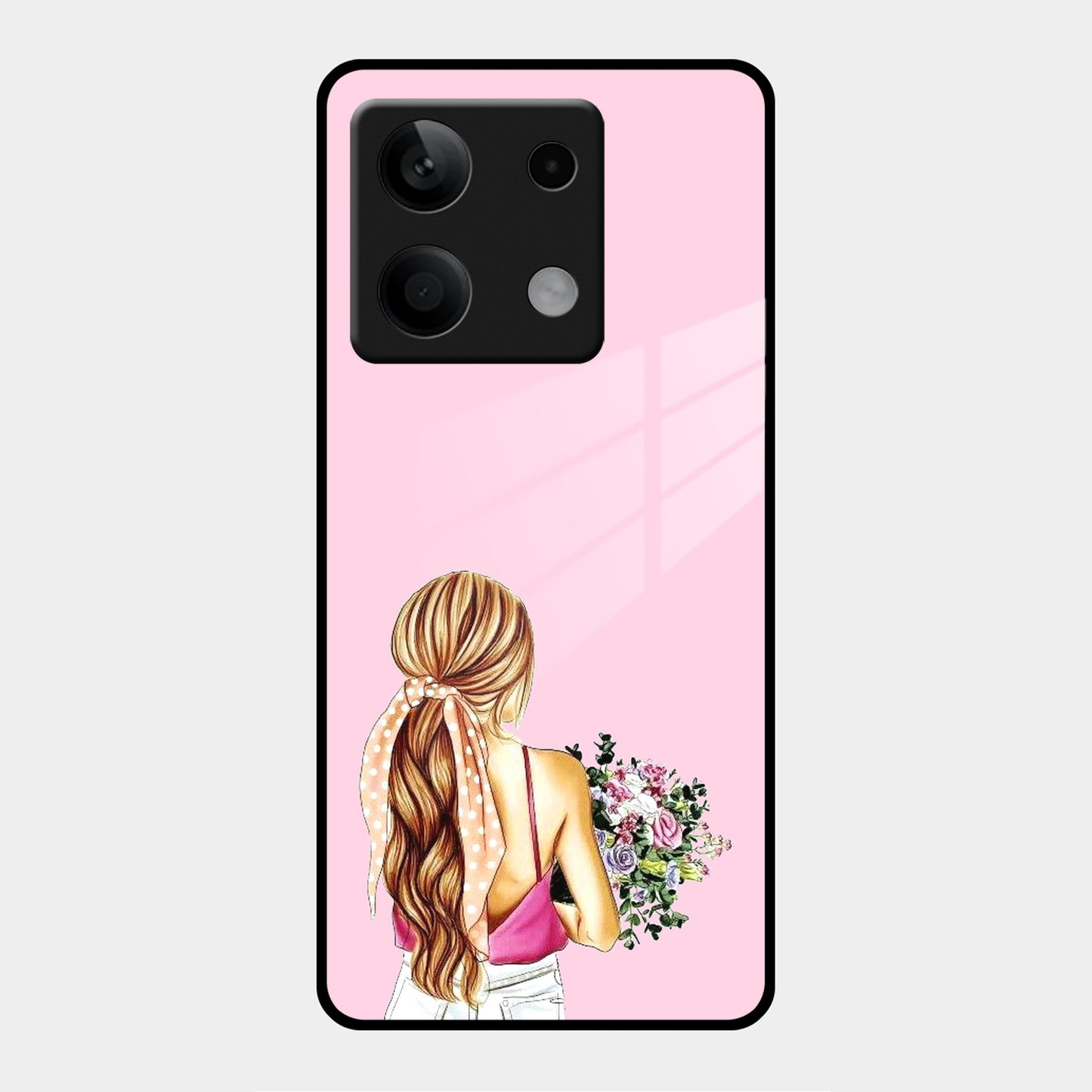 Styles Girl With Flower Glass Case For Poco