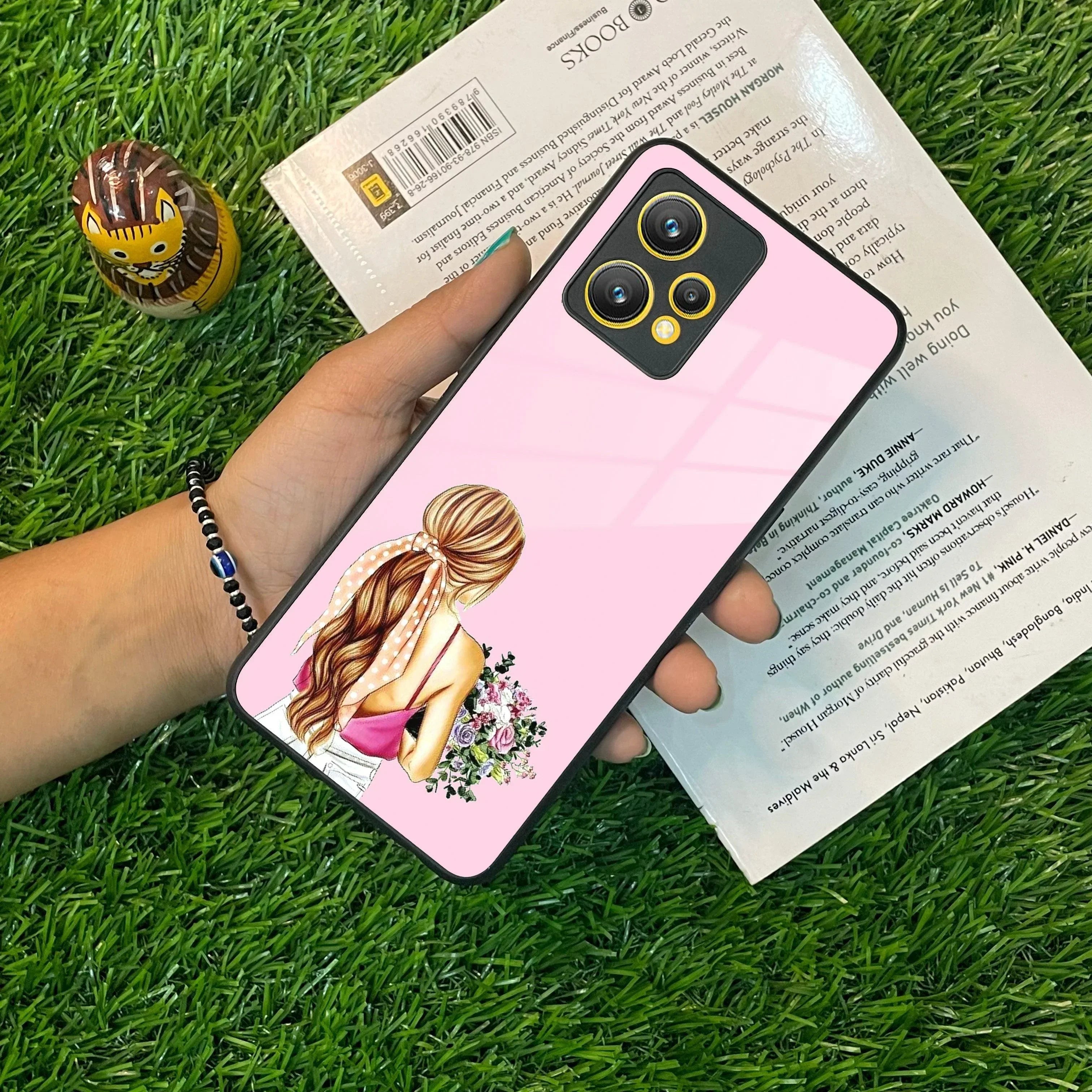 Styles Girl With Flower Glass Case For Realme/Narzo - ShopOnCliQ