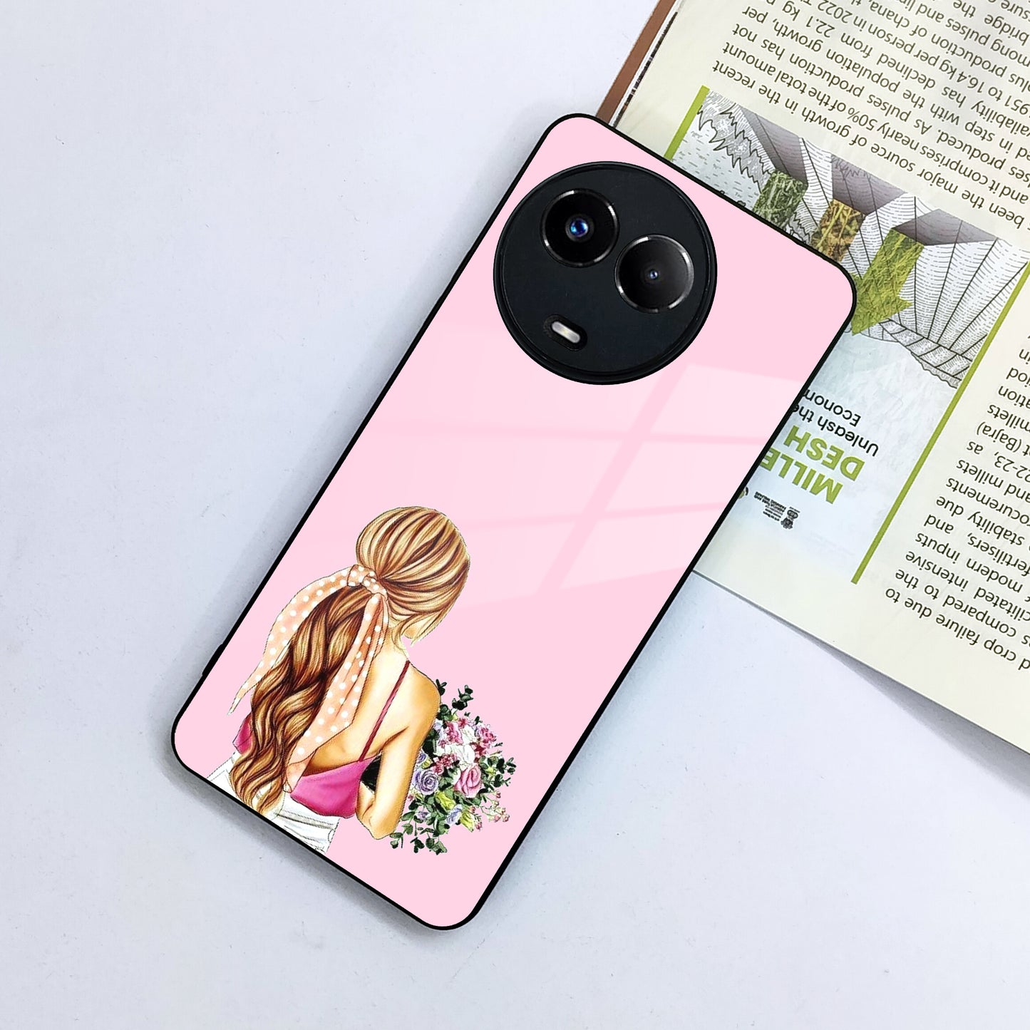 Styles Girl With Flower Glass Case For Realme/Narzo ShopOnCliQ