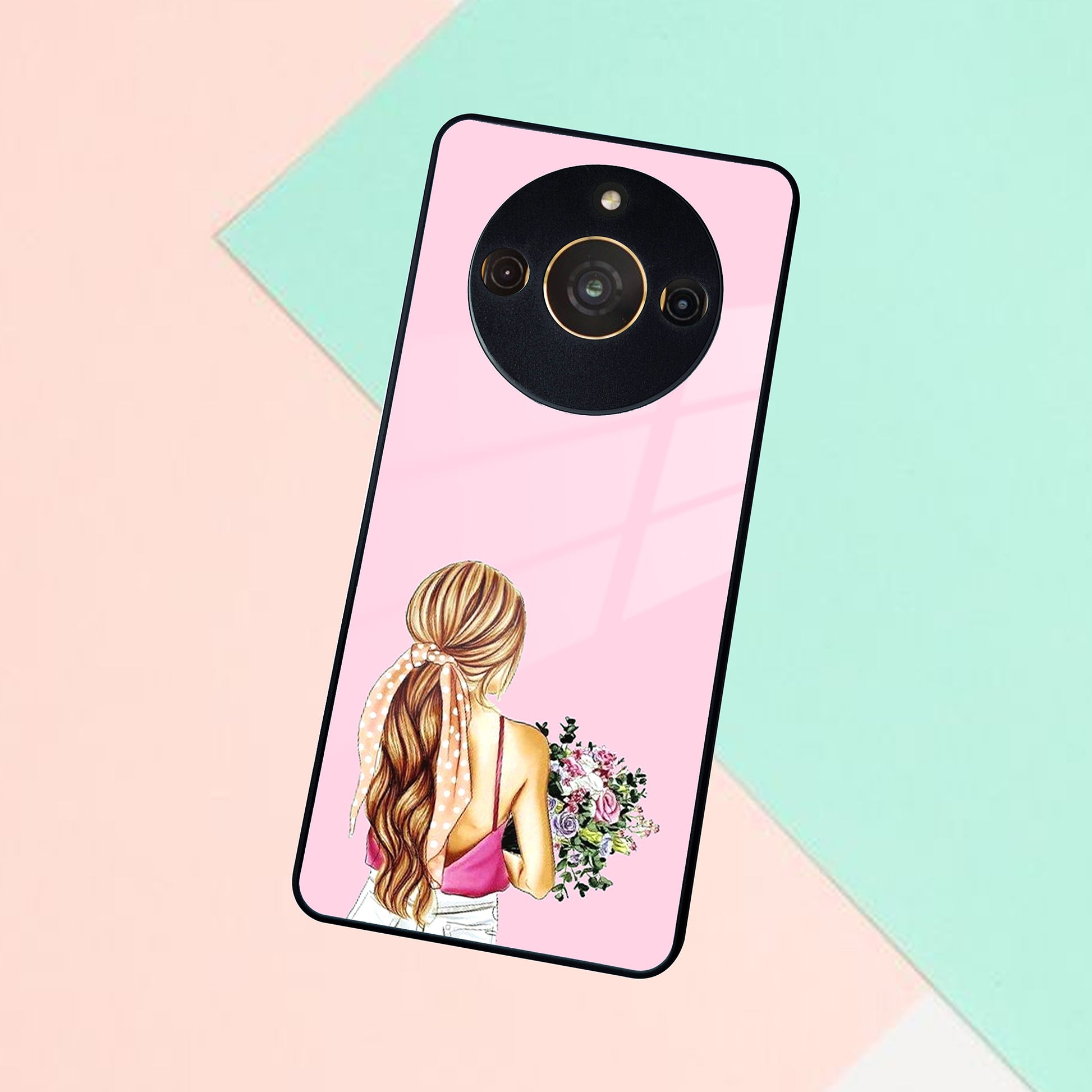 Styles Girl With Flower Glass Case For Realme/Narzo ShopOnCliQ