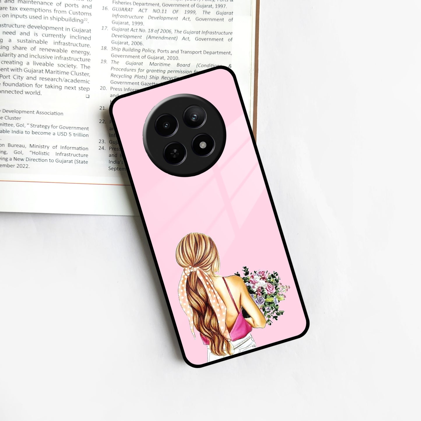 Styles Girl With Flower Glass Case For Realme/Narzo ShopOnCliQ