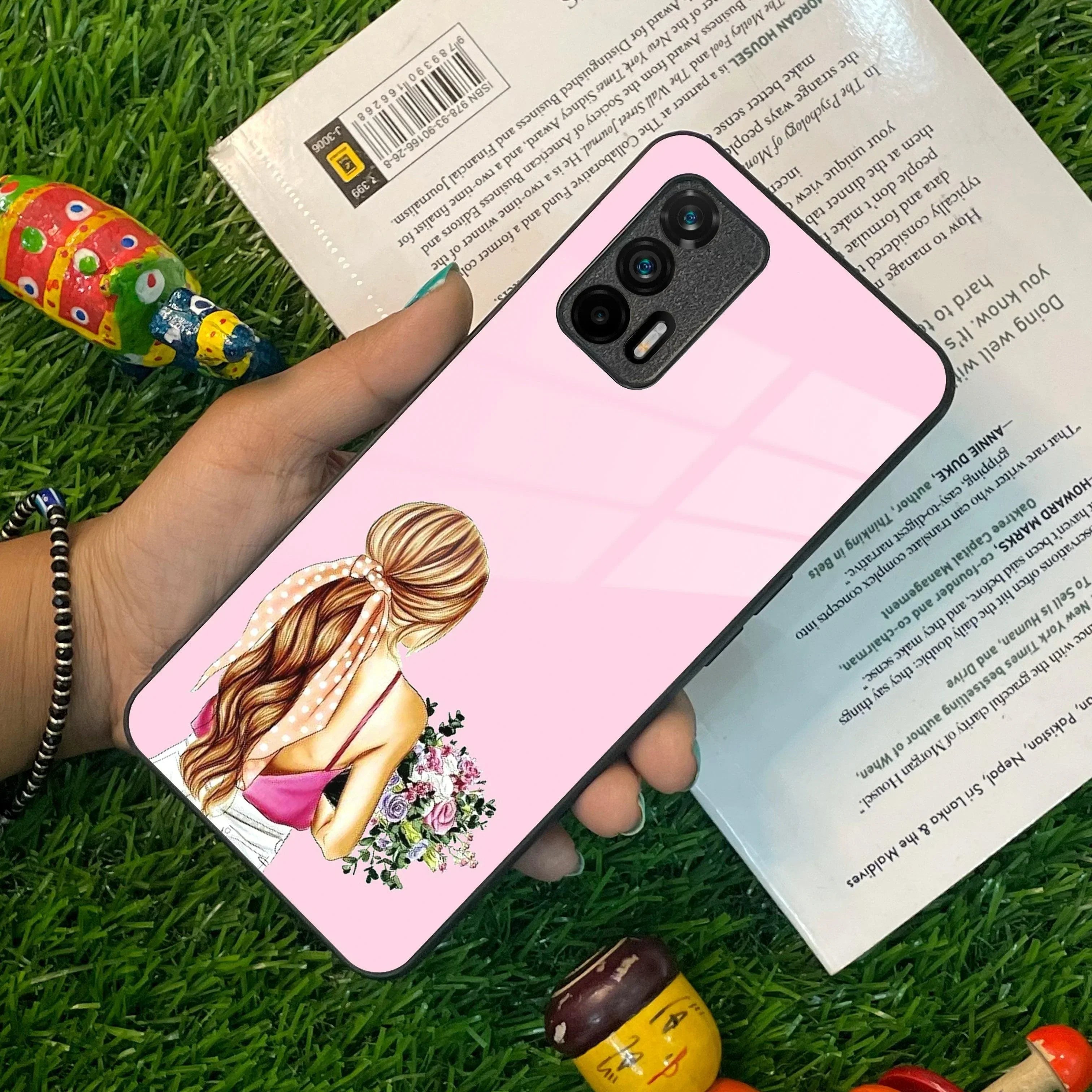 Styles Girl With Flower Glass Case For Realme/Narzo - ShopOnCliQ