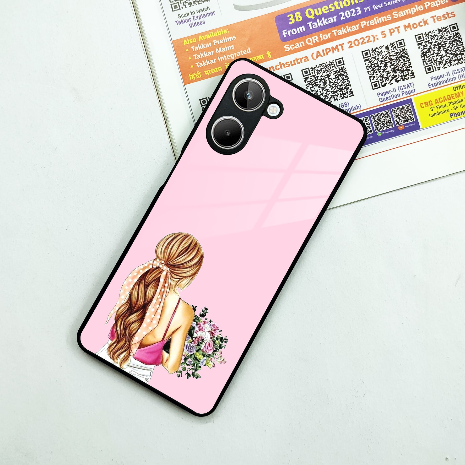 Styles Girl With Flower Glass Case For Realme/Narzo ShopOnCliQ