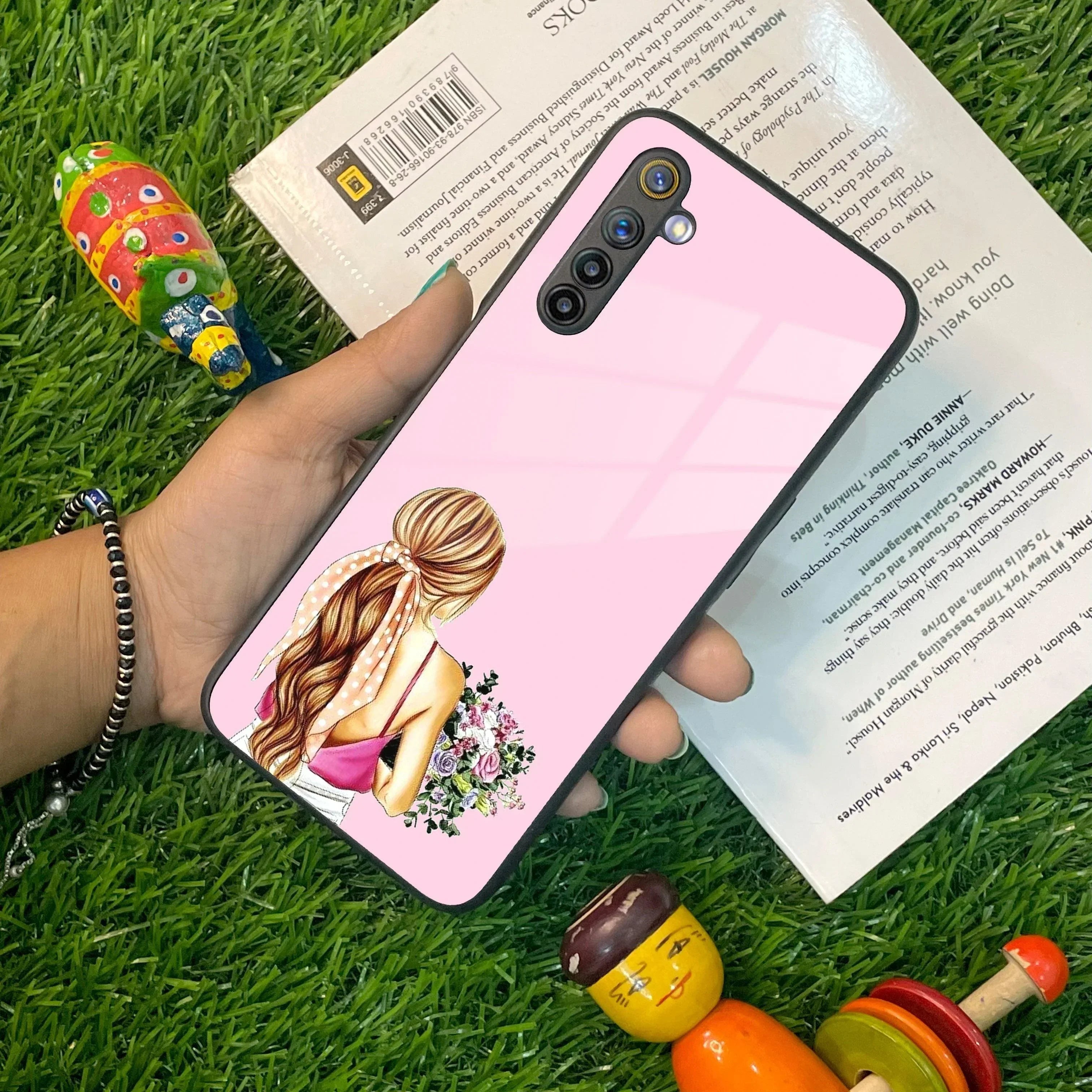 Styles Girl With Flower Glass Case For Realme/Narzo - ShopOnCliQ