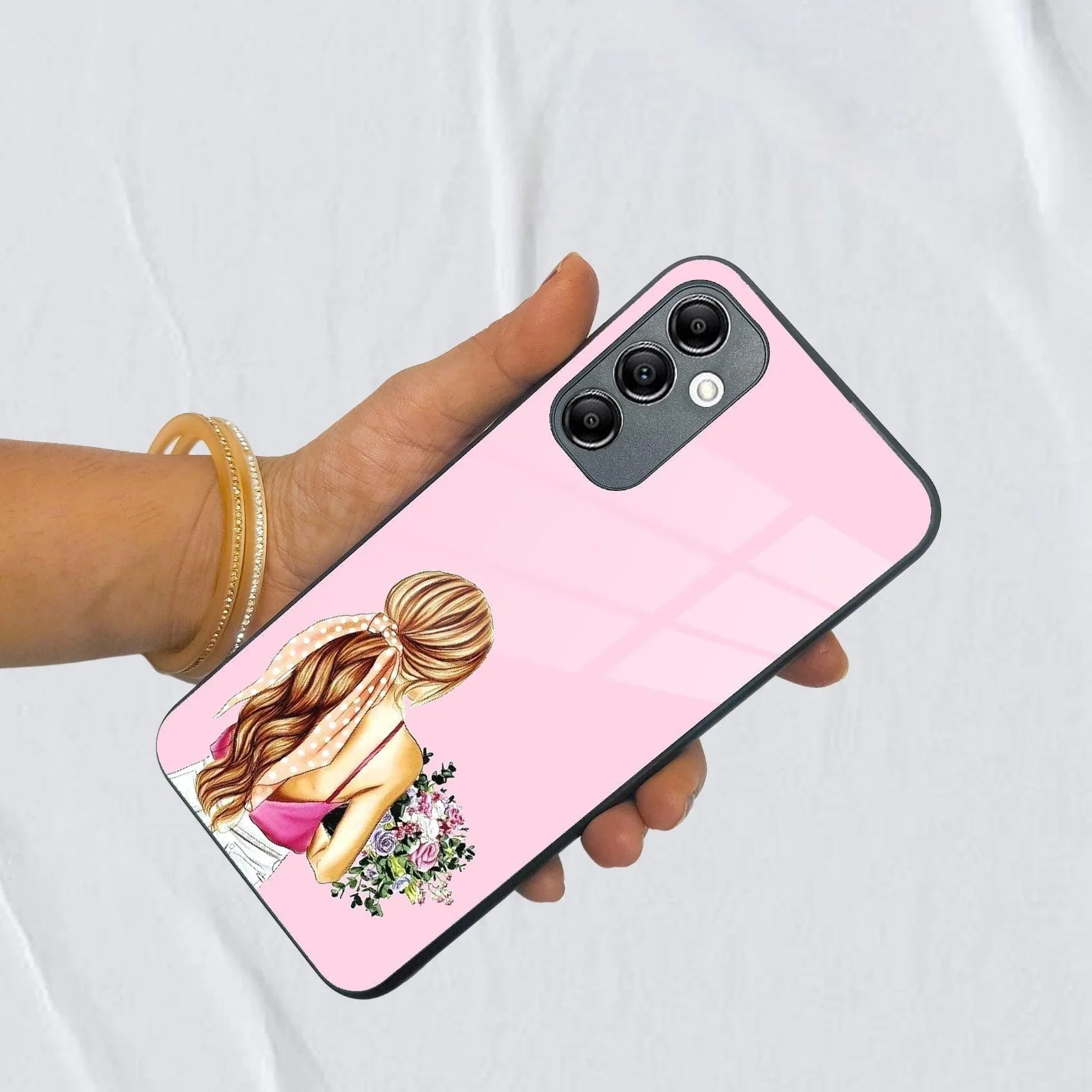 Styles Girl With Flower Glass Case For Samsung - ShopOnCliQ