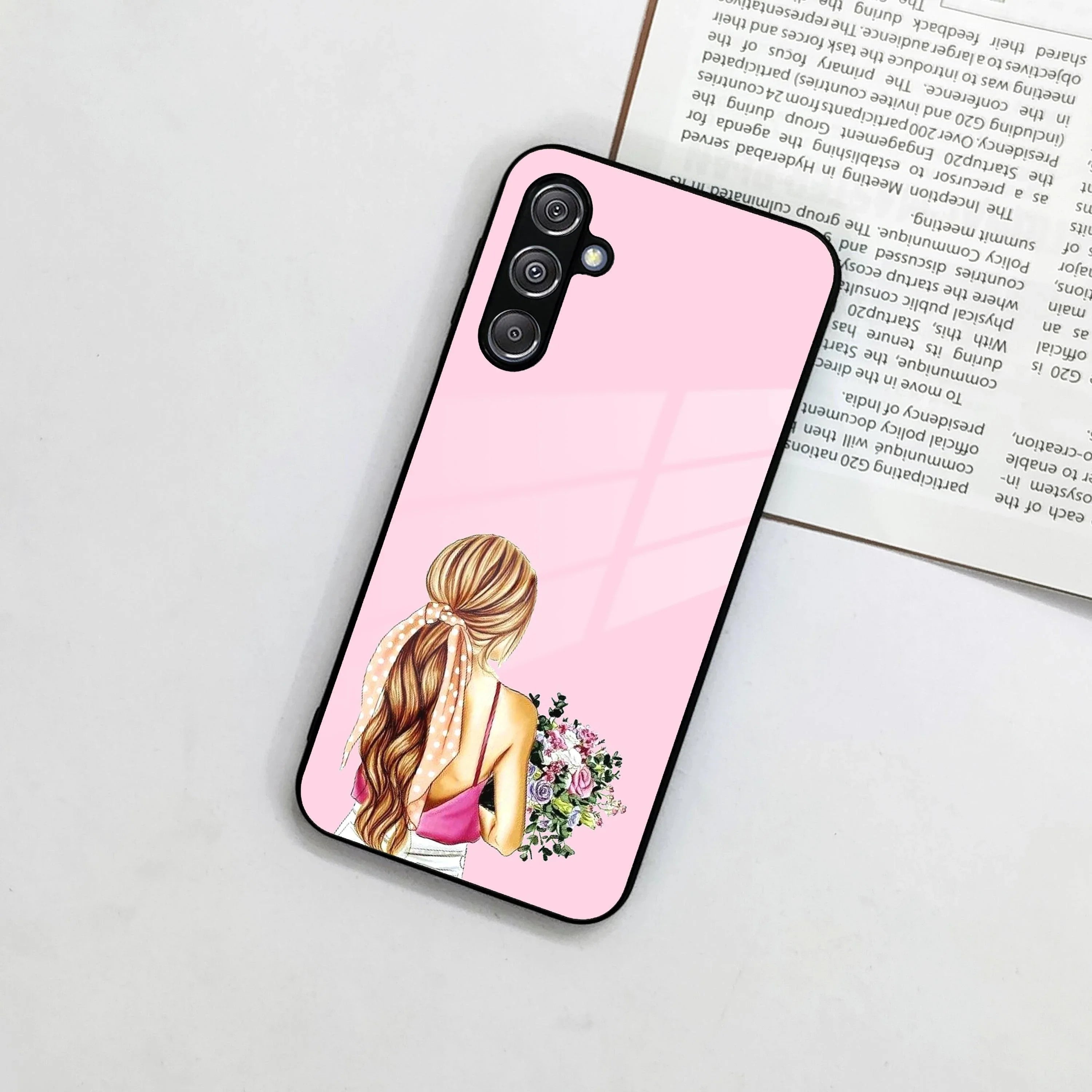 Styles Girl With Flower Glass Case For Samsung - ShopOnCliQ