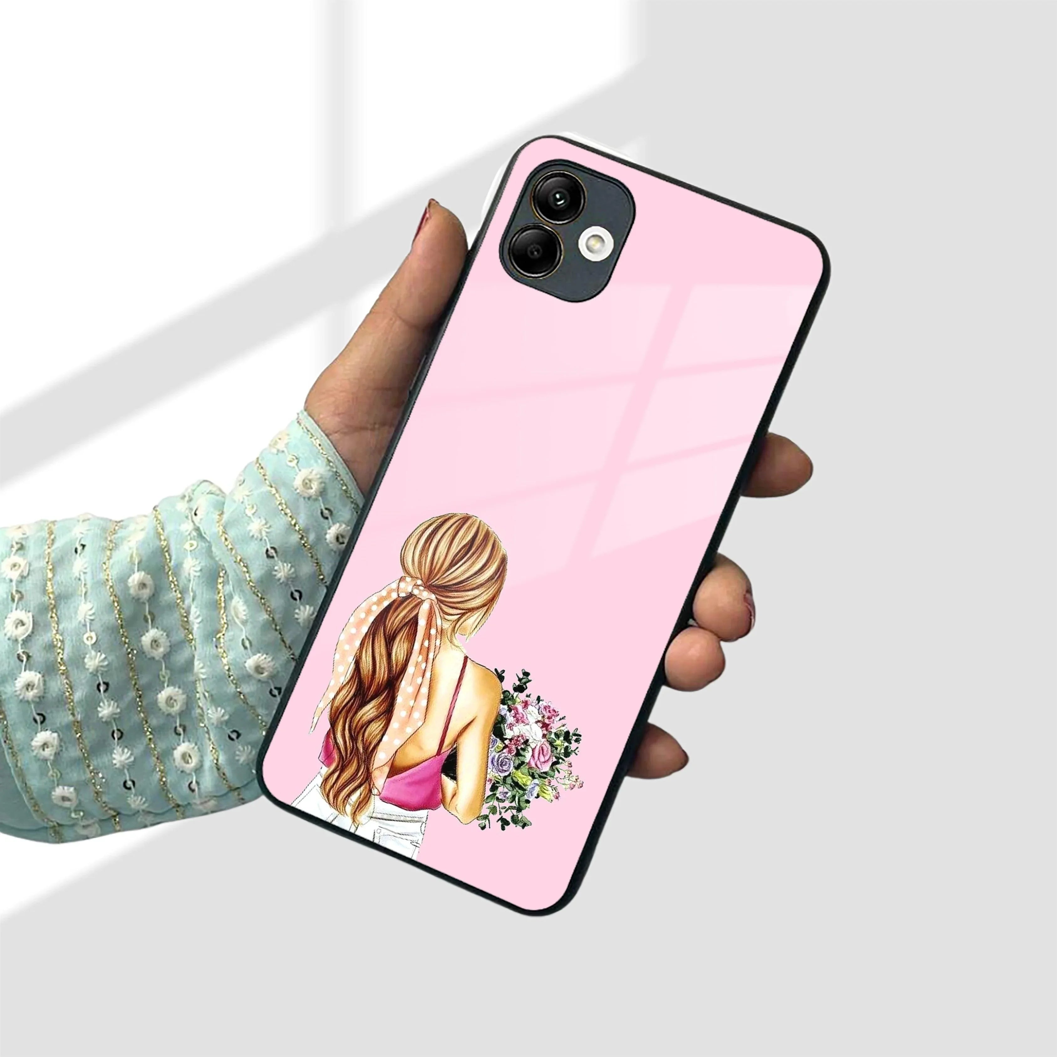 Styles Girl With Flower Glass Case For Samsung - ShopOnCliQ