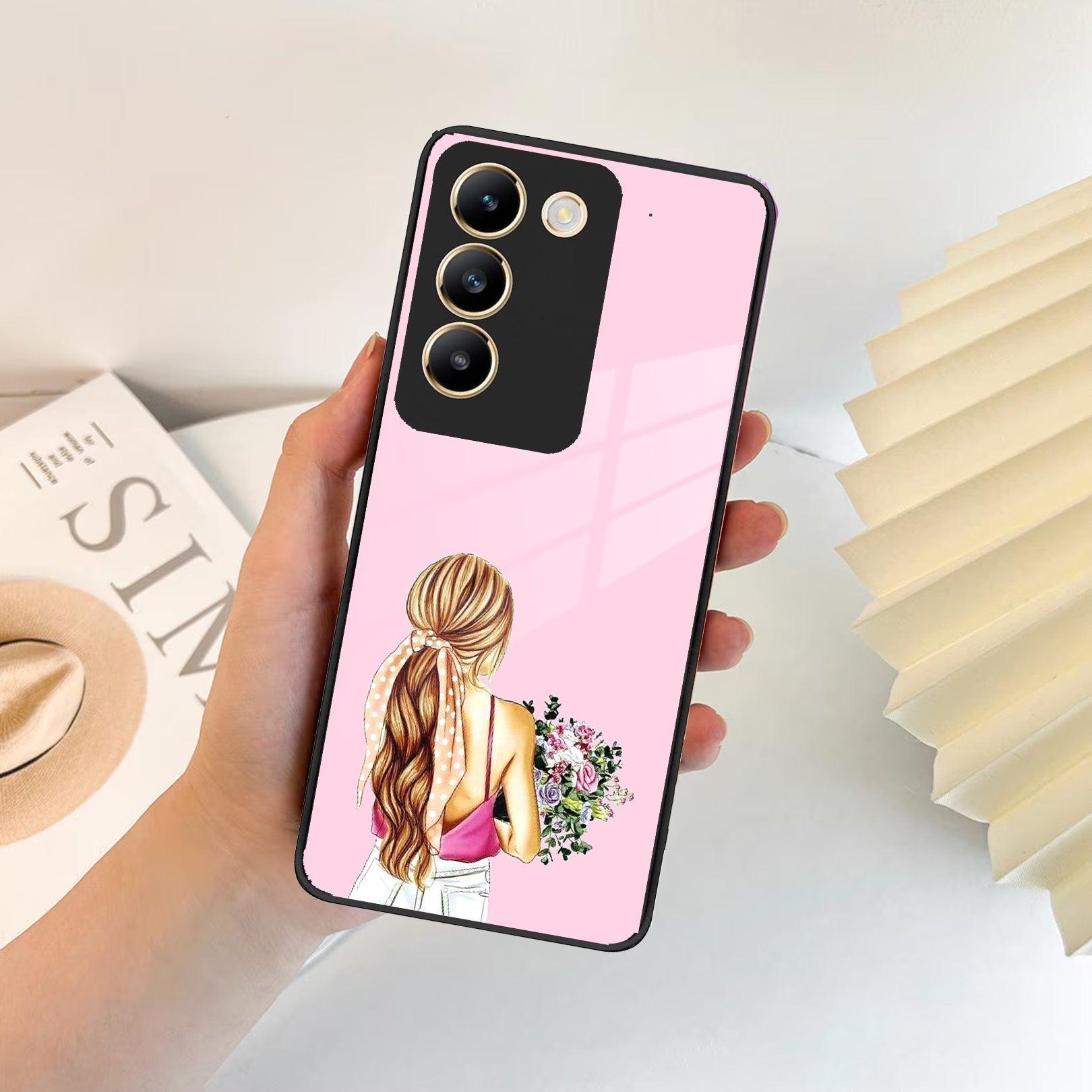 Styles Girl With Flower Glass Case For Vivo - ShopOnCliQ