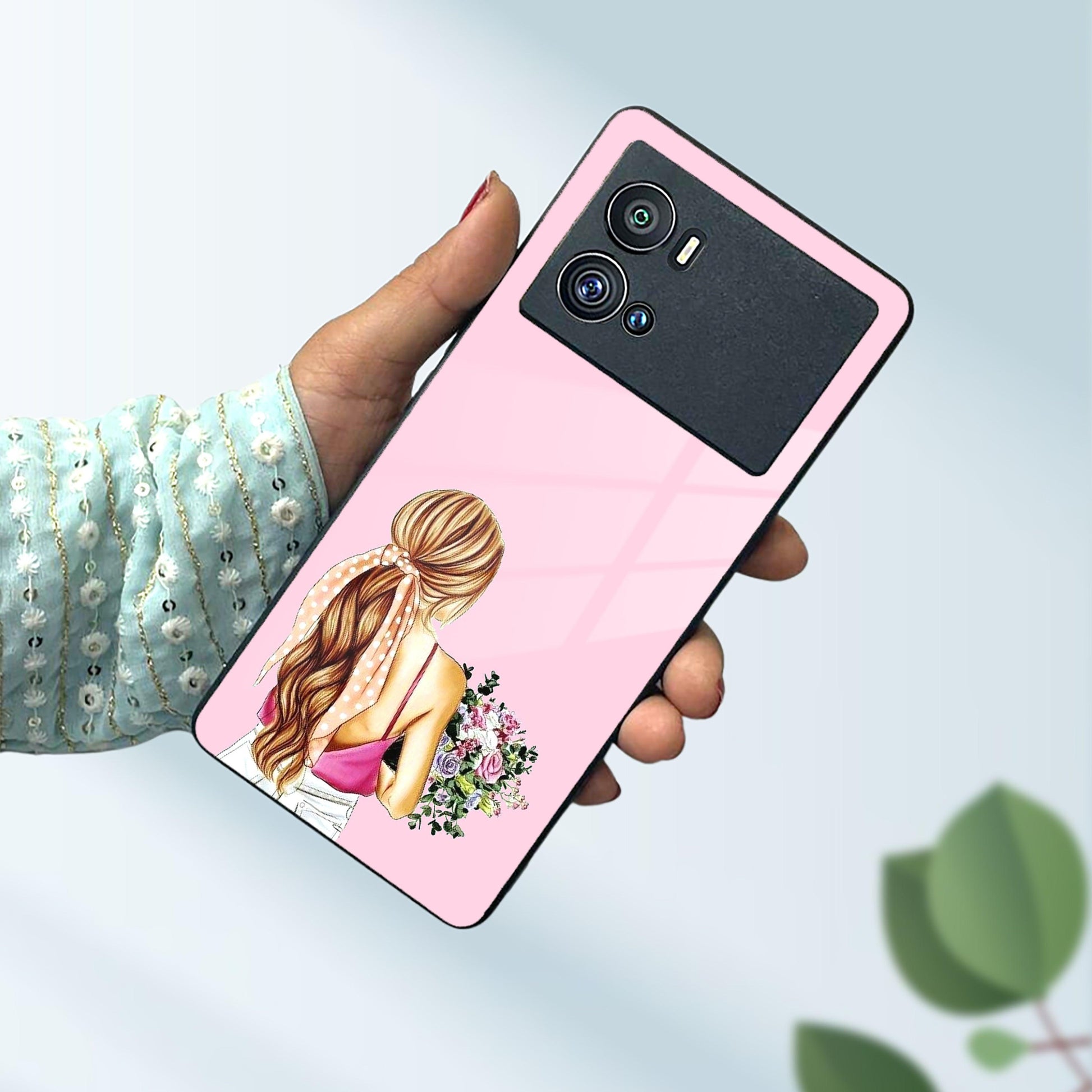 Styles Girl With Flower Glass Case For Vivo - ShopOnCliQ