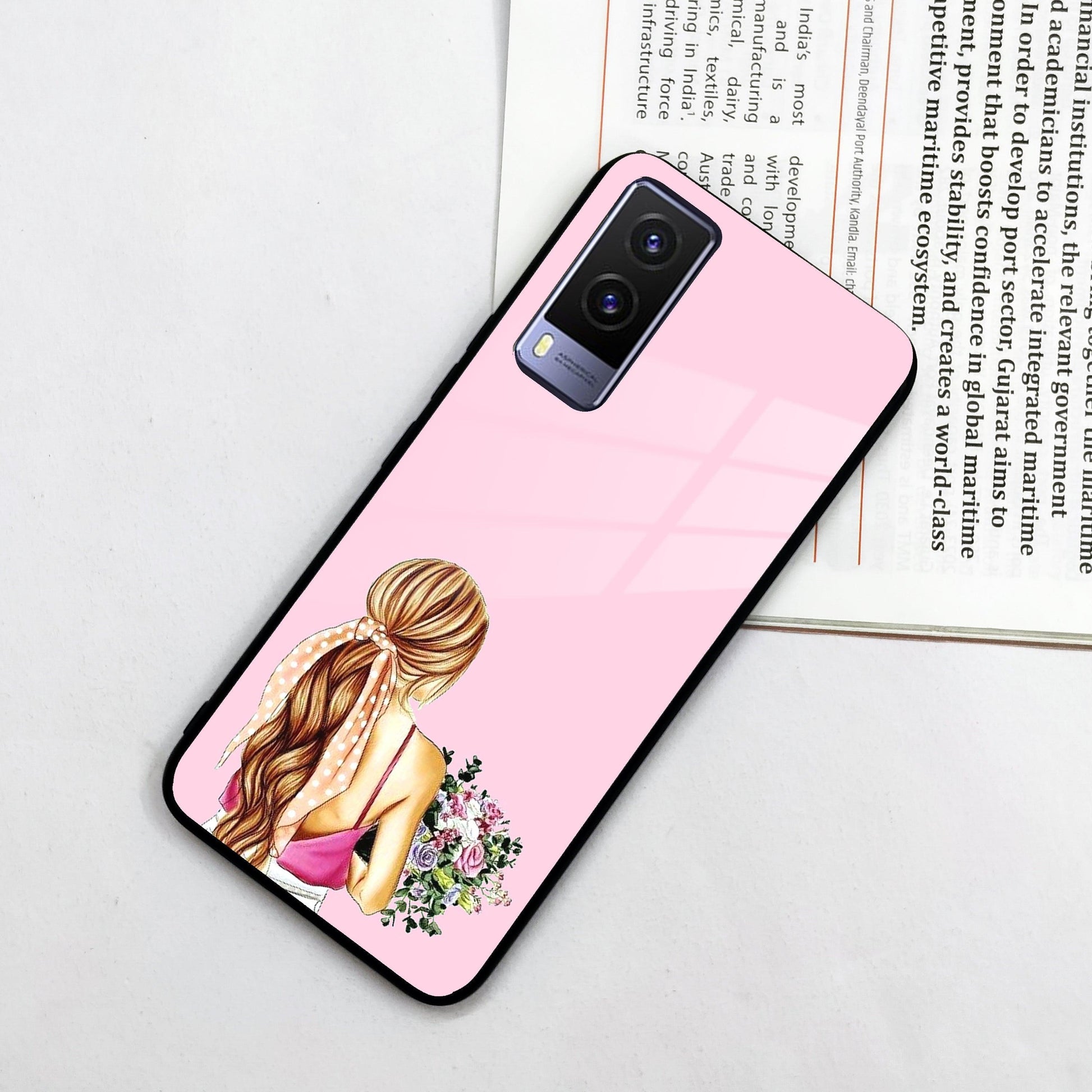 Styles Girl With Flower Glass Case For Vivo - ShopOnCliQ