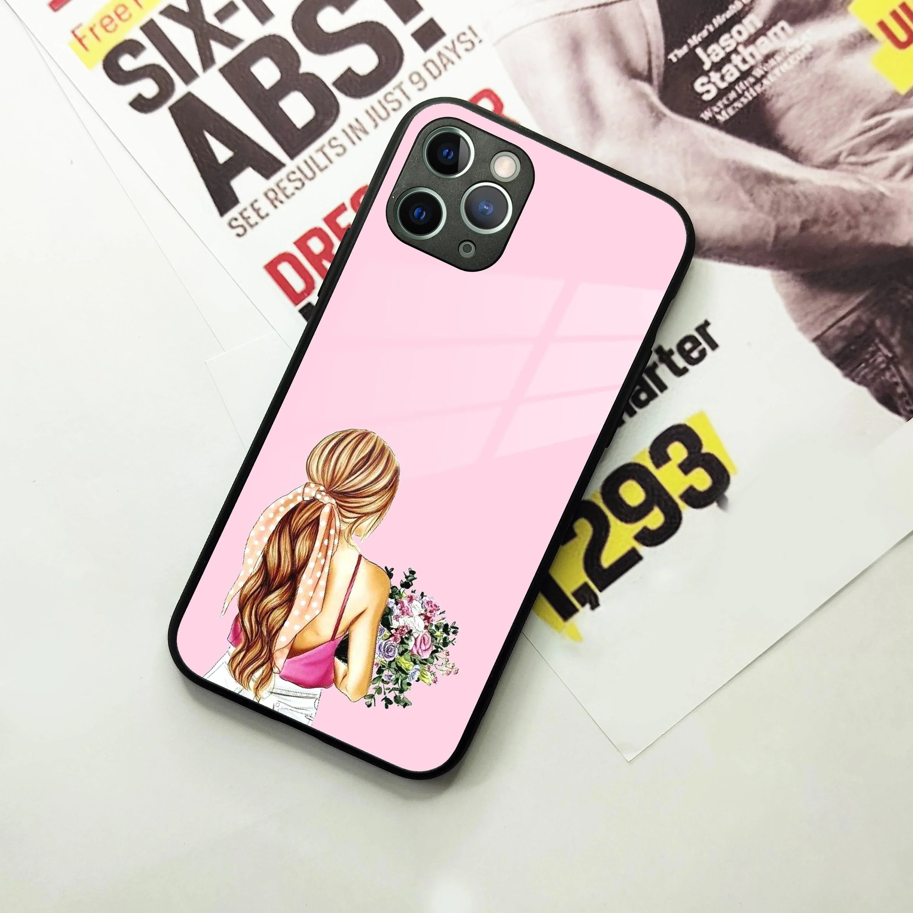 Styles Girl With Flower Glass Case For iPhone - ShopOnCliQ