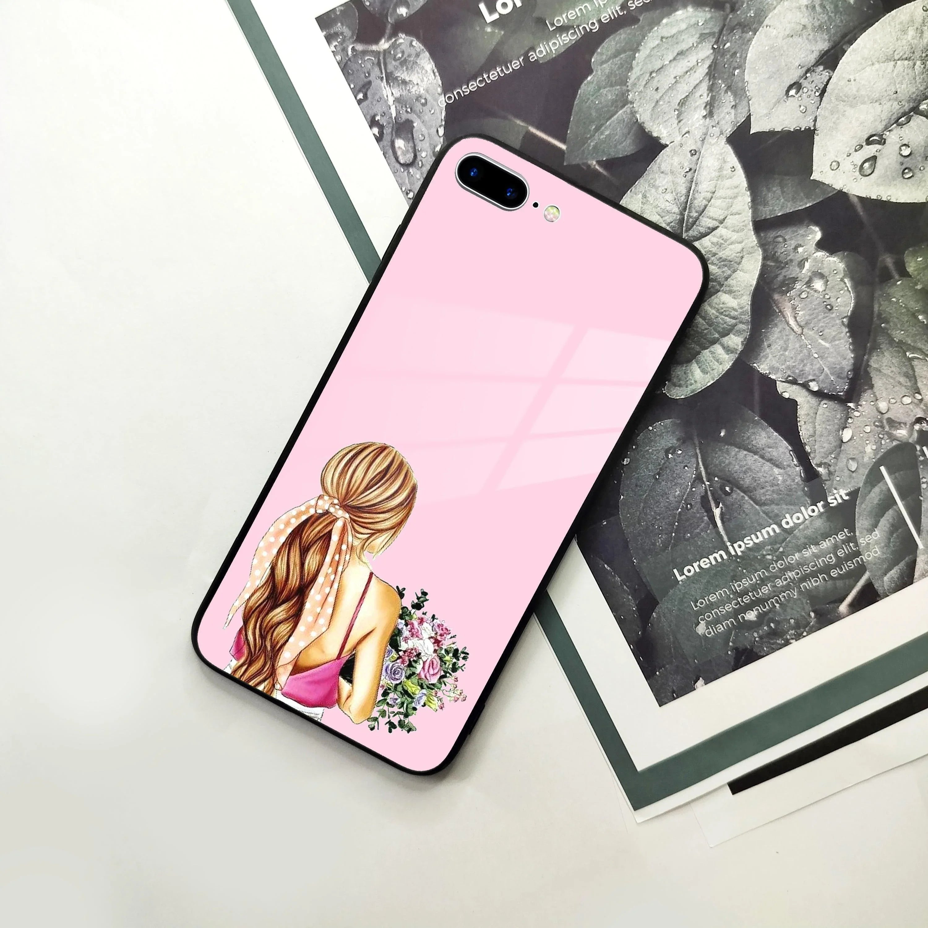 Styles Girl With Flower Glass Case For iPhone - ShopOnCliQ