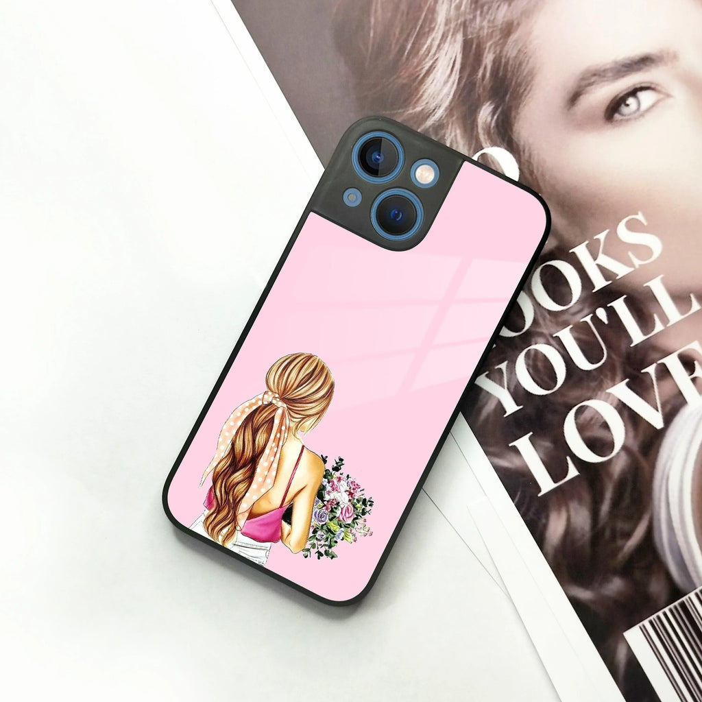 Styles Girl With Flower Glass Case For iPhone - ShopOnCliQ
