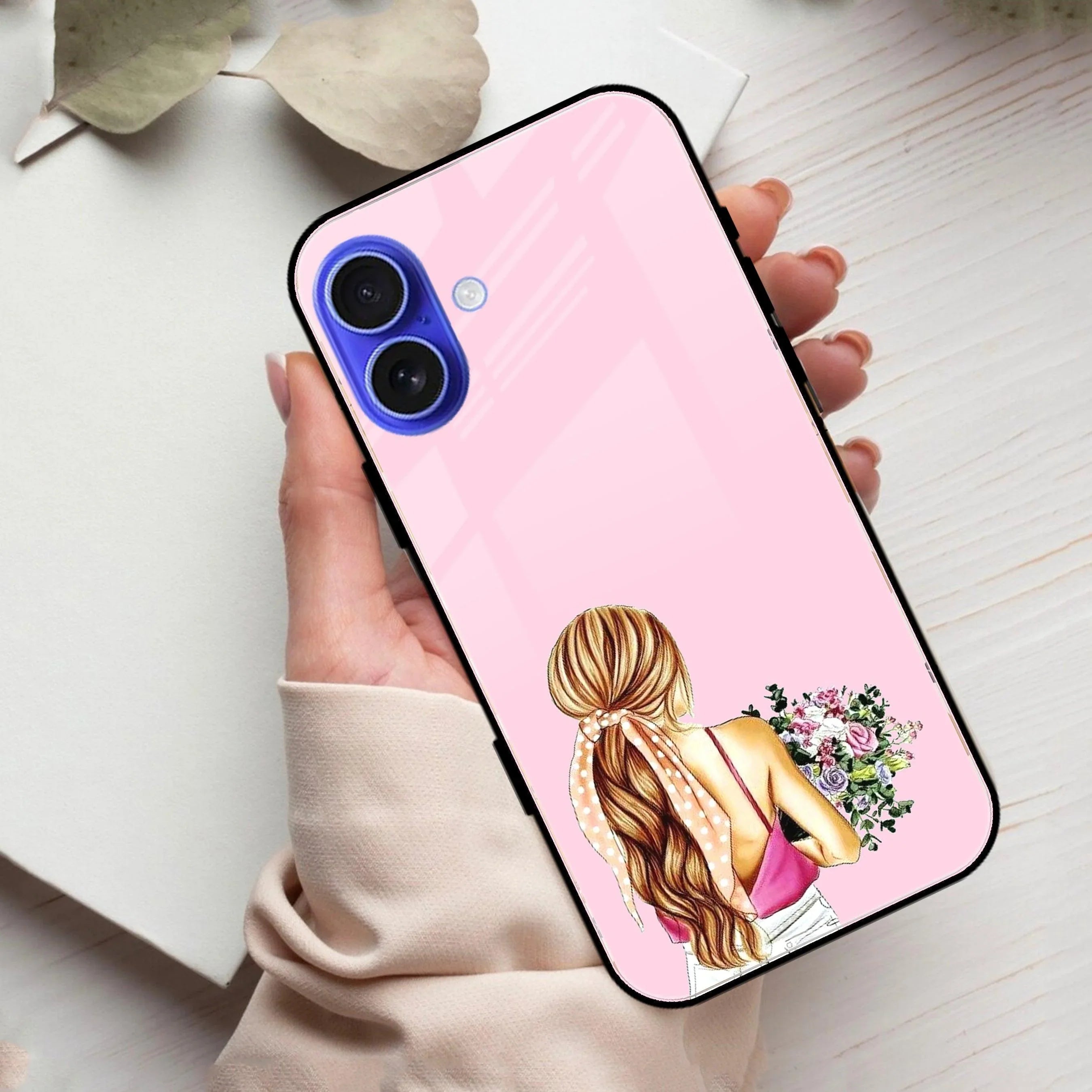 Styles Girl With Flower Glass Case For iPhone - ShopOnCliQ