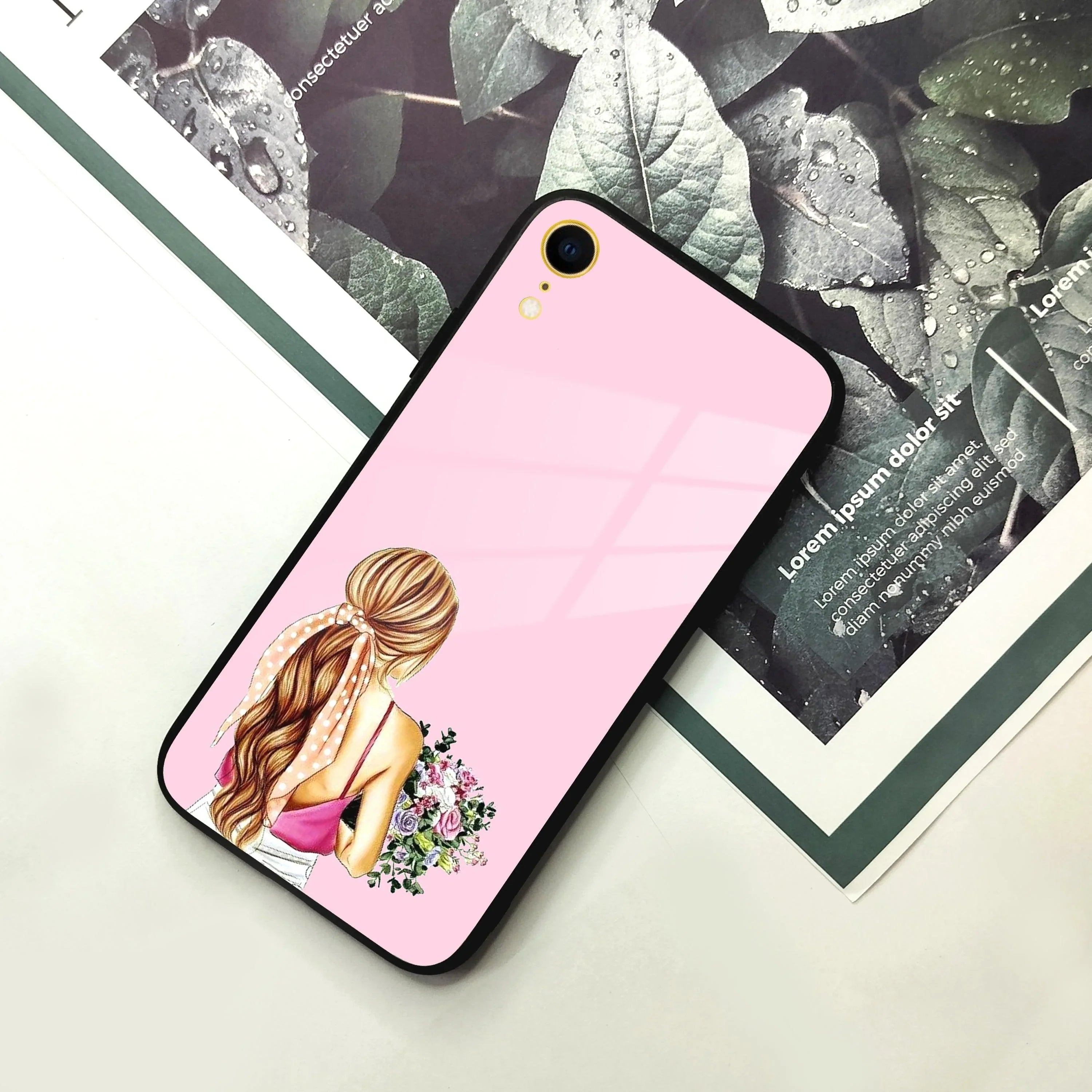 Styles Girl With Flower Glass Case For iPhone - ShopOnCliQ