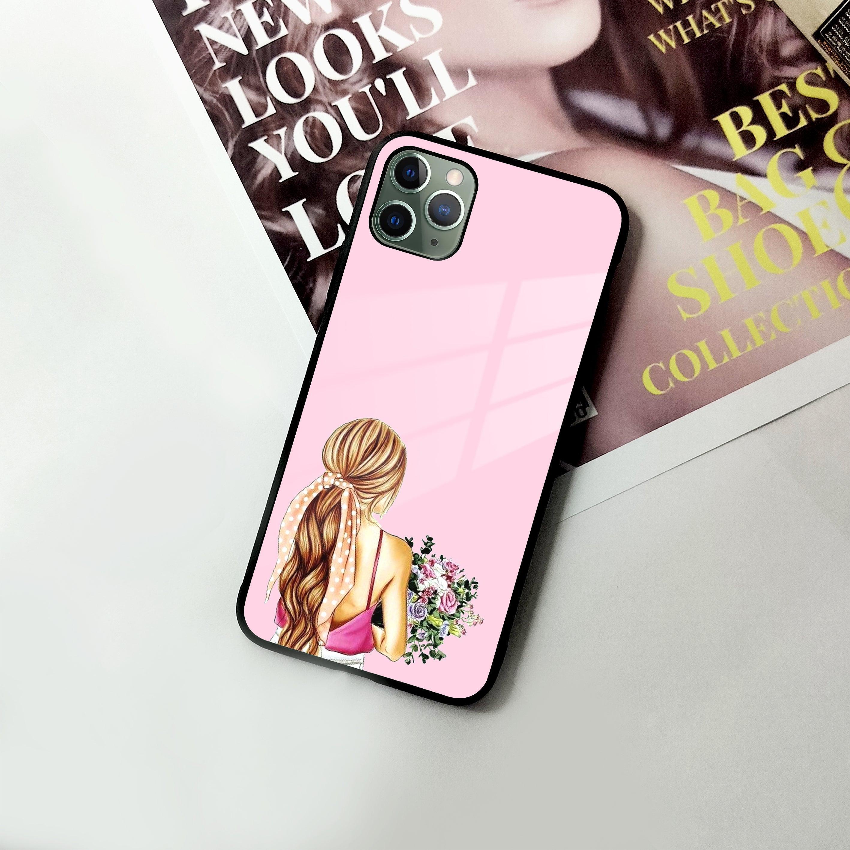 Styles Girl With Flower Glass Case For iPhone - ShopOnCliQ