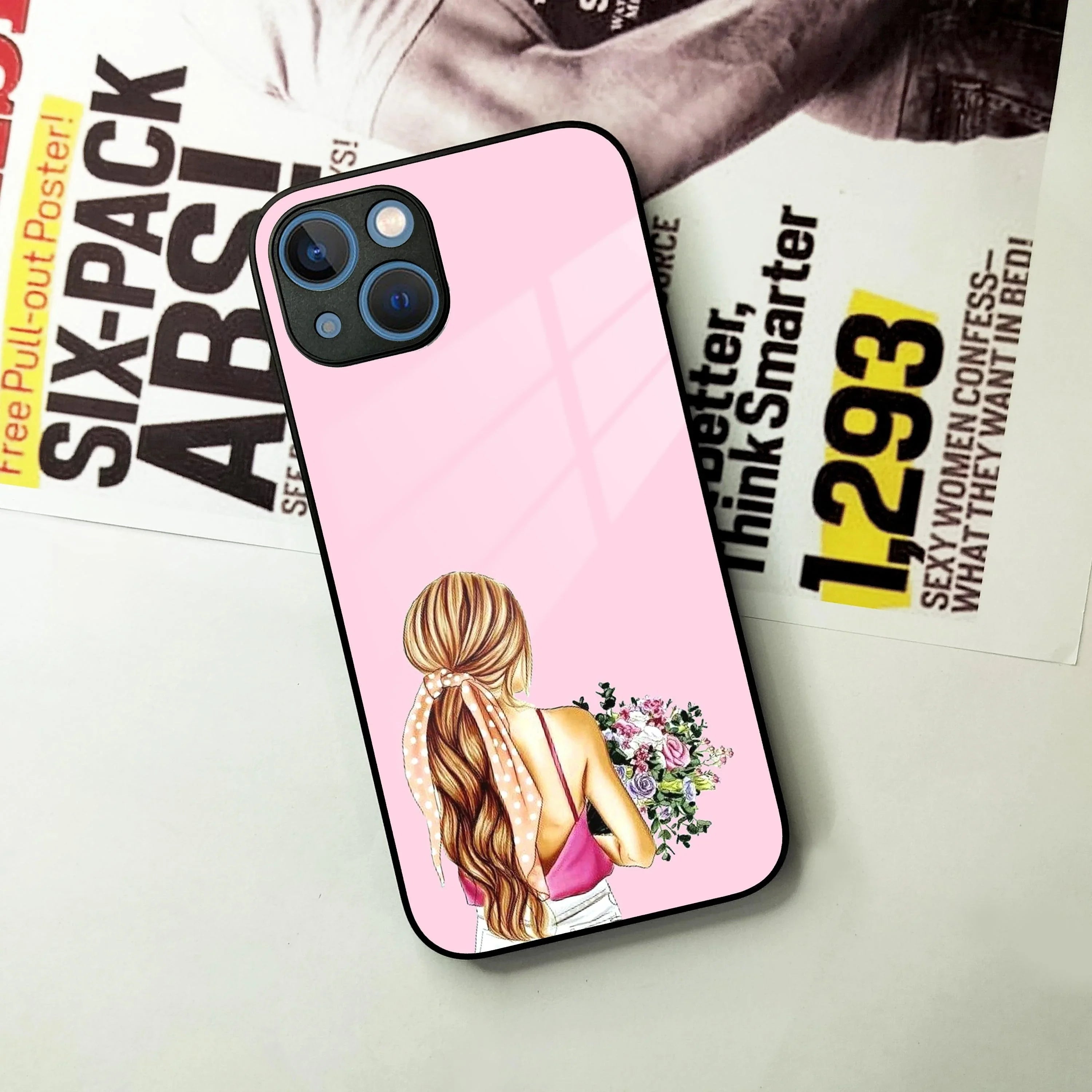 Styles Girl With Flower Glass Case For iPhone - ShopOnCliQ