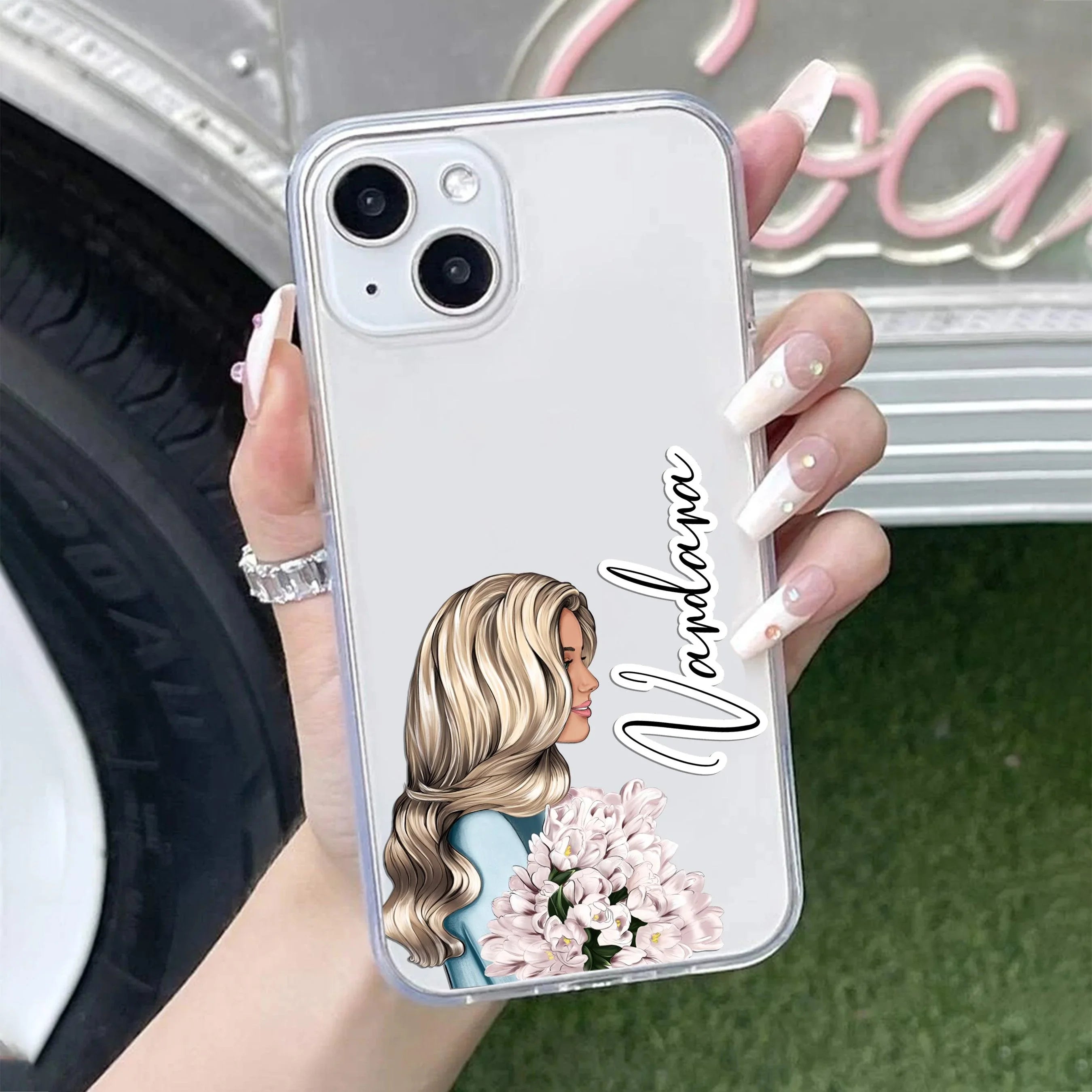 Stylish Girl Customize Transparent Silicon Case For iPhone 15