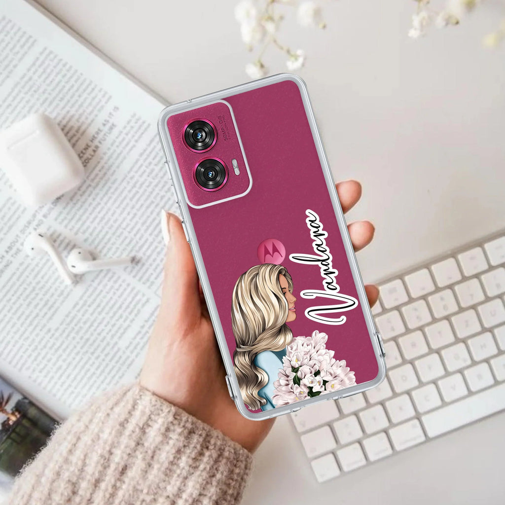 Stylish Girl Customize Transparent Silicon Case For Motorola G85 5G