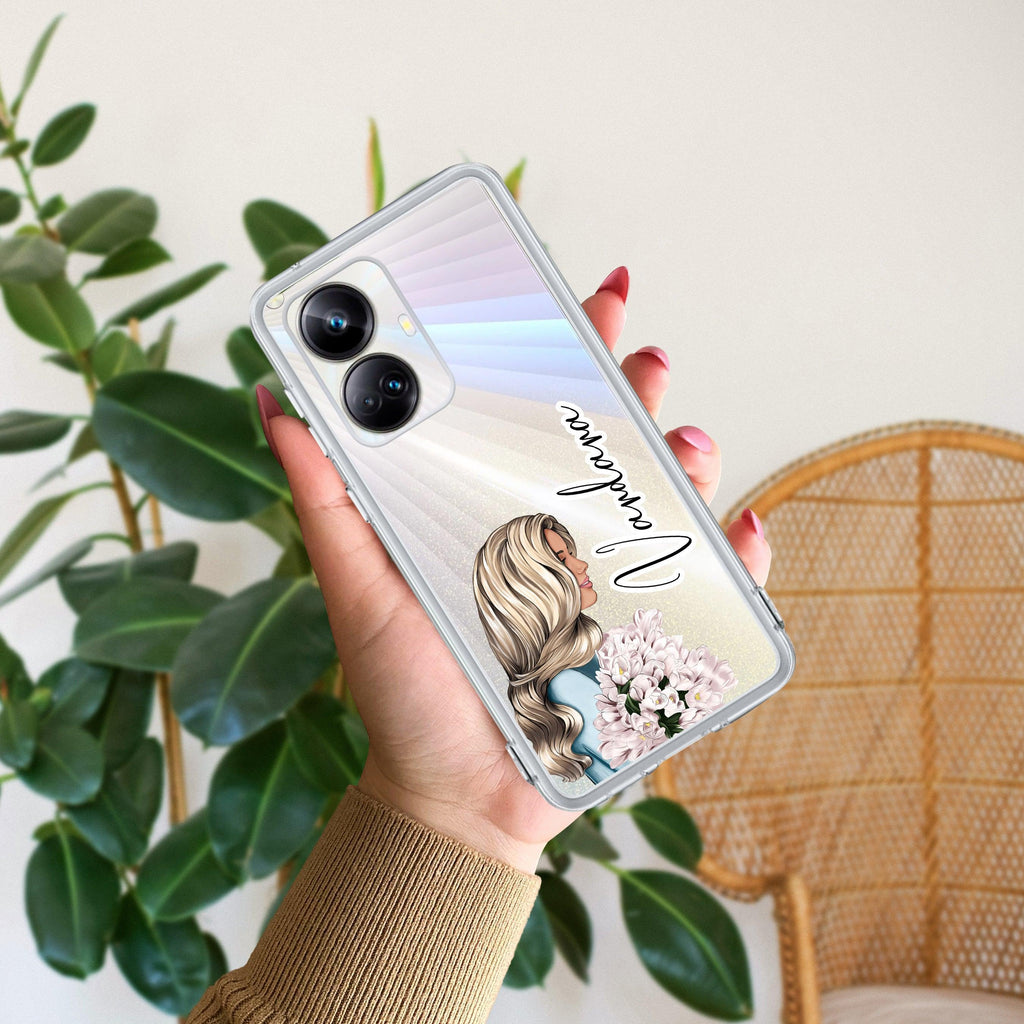 Stylish Girl Customize Transparent Silicon Case For Realme C35 / Realme Narzo 50A Prime