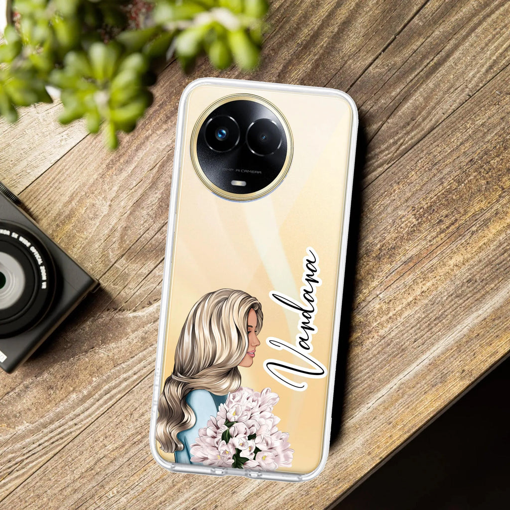 Stylish Girl Customize Anti Yelllow Case For Realme Narzo 60X /  Realme 11X