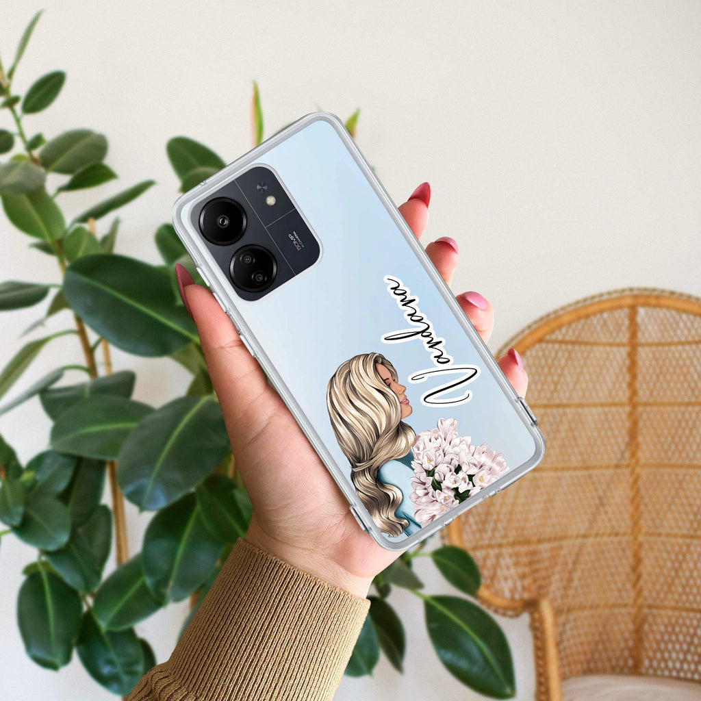 Stylish Girl Customize Transparent Silicon Case For Redmi 13C 4G