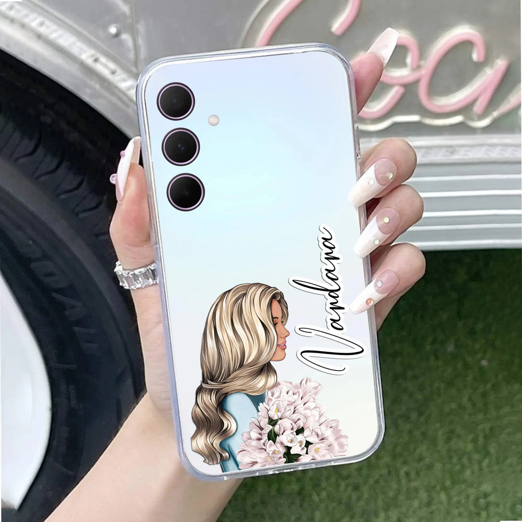 Stylish Girl Customize Transparent Silicon Case For Samsung Galaxy M52 5G
