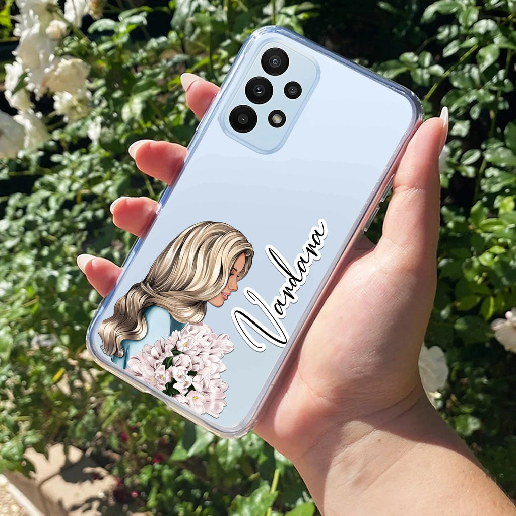 Stylish Girl Customize Transparent Silicon Case For Samsung Galaxy A73