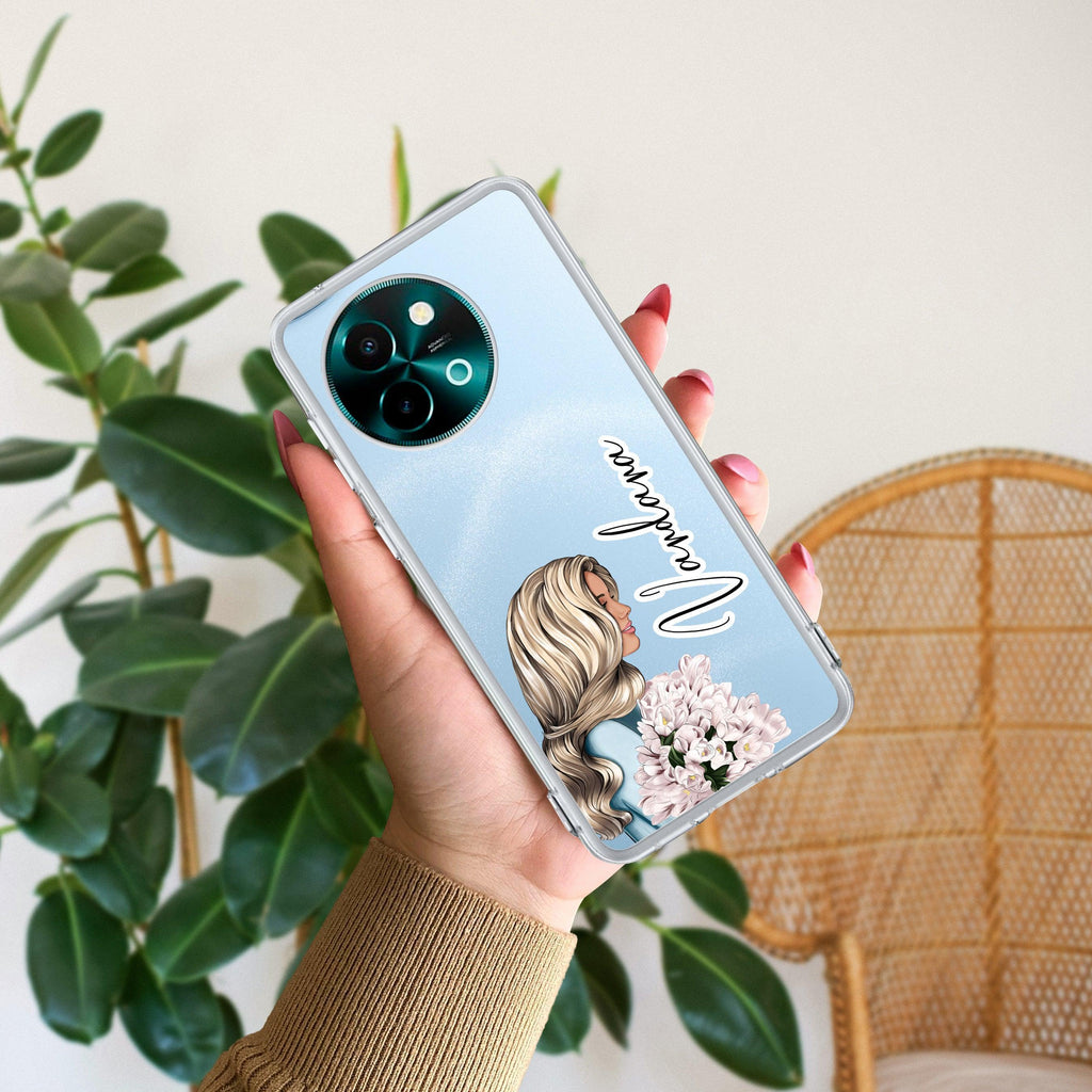 Stylish Girl Customize Transparent Silicon Case For Vivo Y58 5G