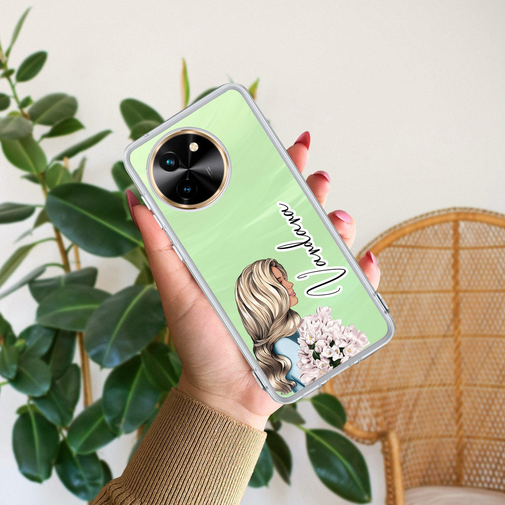 Stylish Girl Customize Transparent Silicon Case For Vivo Y75 4G