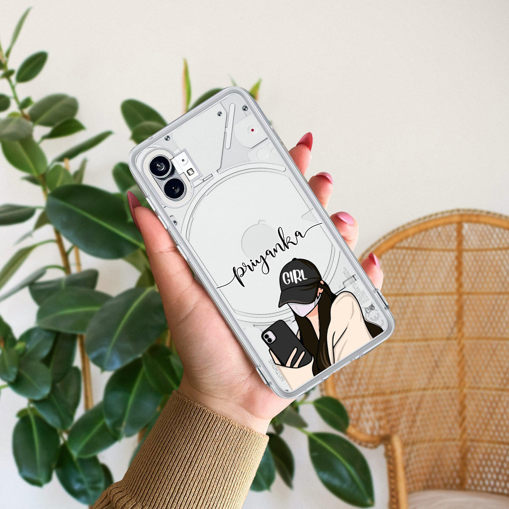 Stylish Girl With Cap Customize Transparent Silicon Case For Nothing - ShopOnCliQ